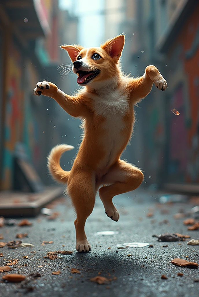 Cute dog，Standing on hind legs，With open arms，Highest quality，masterpiece，live-action，No background，White background