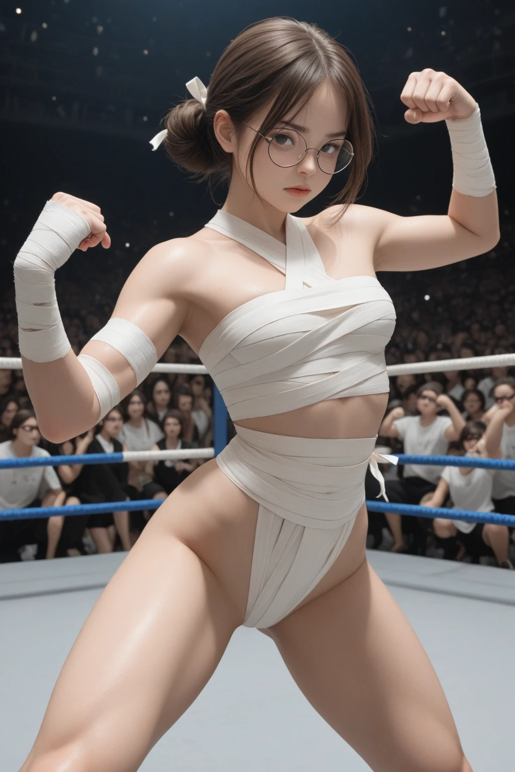 Emma Watson, (1 Female gymnast:1.2), 15 year old beautiful girl, ((White long sleeve leotard)), At the gymnastics stadium, Beautiful thighs, masterpiece, highest quality, High resolution, (Open your lips slightly:1.1), Slender figure, Gymnastics leotards are made of thin fabric and stick closely to the skin., Too cute small face, The whole body is wet with lotion, (Perfect limbs), short-haired with bangs, (blush), ??? with a 30-year-old mafia man, ????? enters ??????, Spread your legs, Beautiful ?????? depiction, ((Binding, Put your arms behind your back:1.4)), ((Restrained by rope　bondage　The rope accentuates her ???????　The rope digs into her ??????　Rope in the ??????)), Hermione