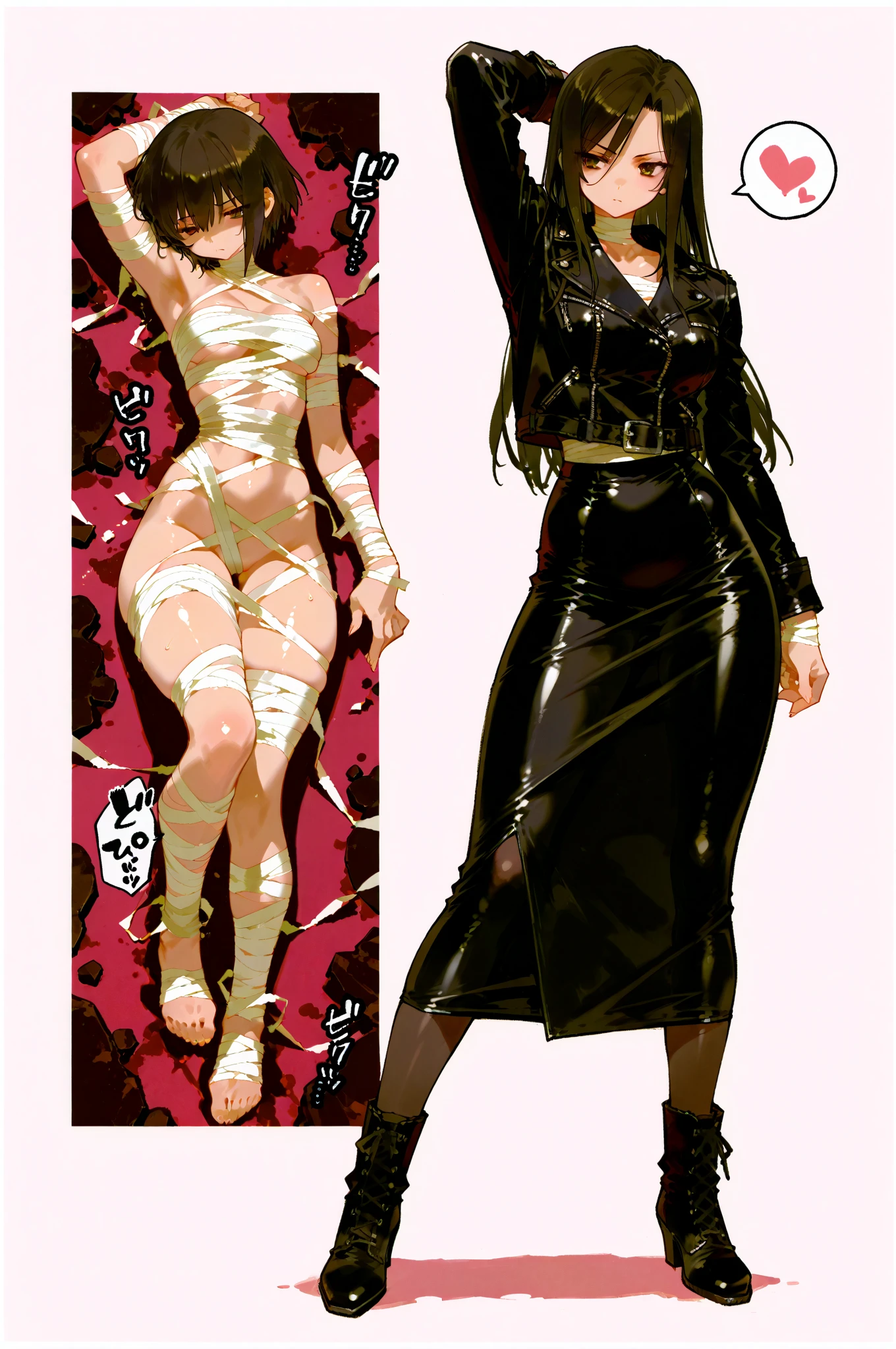 Illustration art，Whole body movement，???? woman in ???? clothes，Soprano Woman，Very cool facial expression，Gorgeous background，Great ?????? art，painting art，???? art，sideface，facing away from the audience，Detailed body part details，long leges，Inspired by J.c.Ryan Decker，Epic European and American illustrations，Tall，The whole body is evenly ????