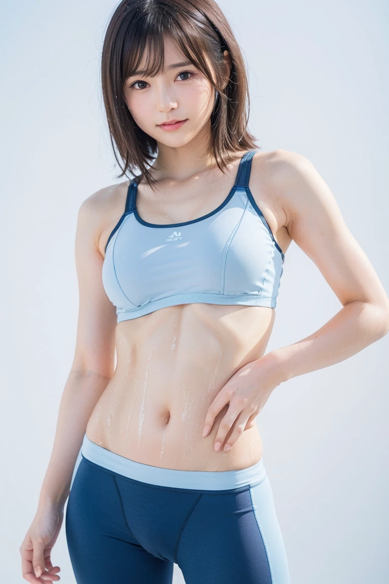 (realisitic, Photorealsitic:1.5), (top-quality:1.5), (超A high resolution:1.5), (​masterpiece), hyper realisitic, Bright lighting from front:1.8, (japanes), (１a person:1.5), (15yo student), (white micro string bikini:1.5), (A big smile), (Double eyes), (Sauce order:1.5), (Thin makeup), (short-hair:1.5), (Straight hair), (brown haired), (Undersized :1.5),(Brightly lit training gym),(body builder),(Clean abs)