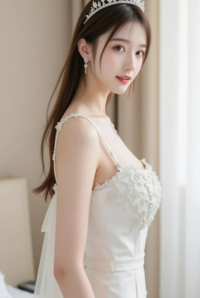 ( ((best quality)), ((masterpiece)), (detailed), perfect face, , ultra high resolution room, 8k, perfect body, hud, Ergonomic, slim legs, small face, long eyelashes, Sparkling pink lips, eye for detail, clean skin, blemish-free face, korean beauty, 2 woman, 1 woman,  , beautiful pink wedding dress, Bride standing in a bridal shop, fantastic wedding dress, Gorgeous and long wedding dress, kind smile, SFW, safe for work,) 

