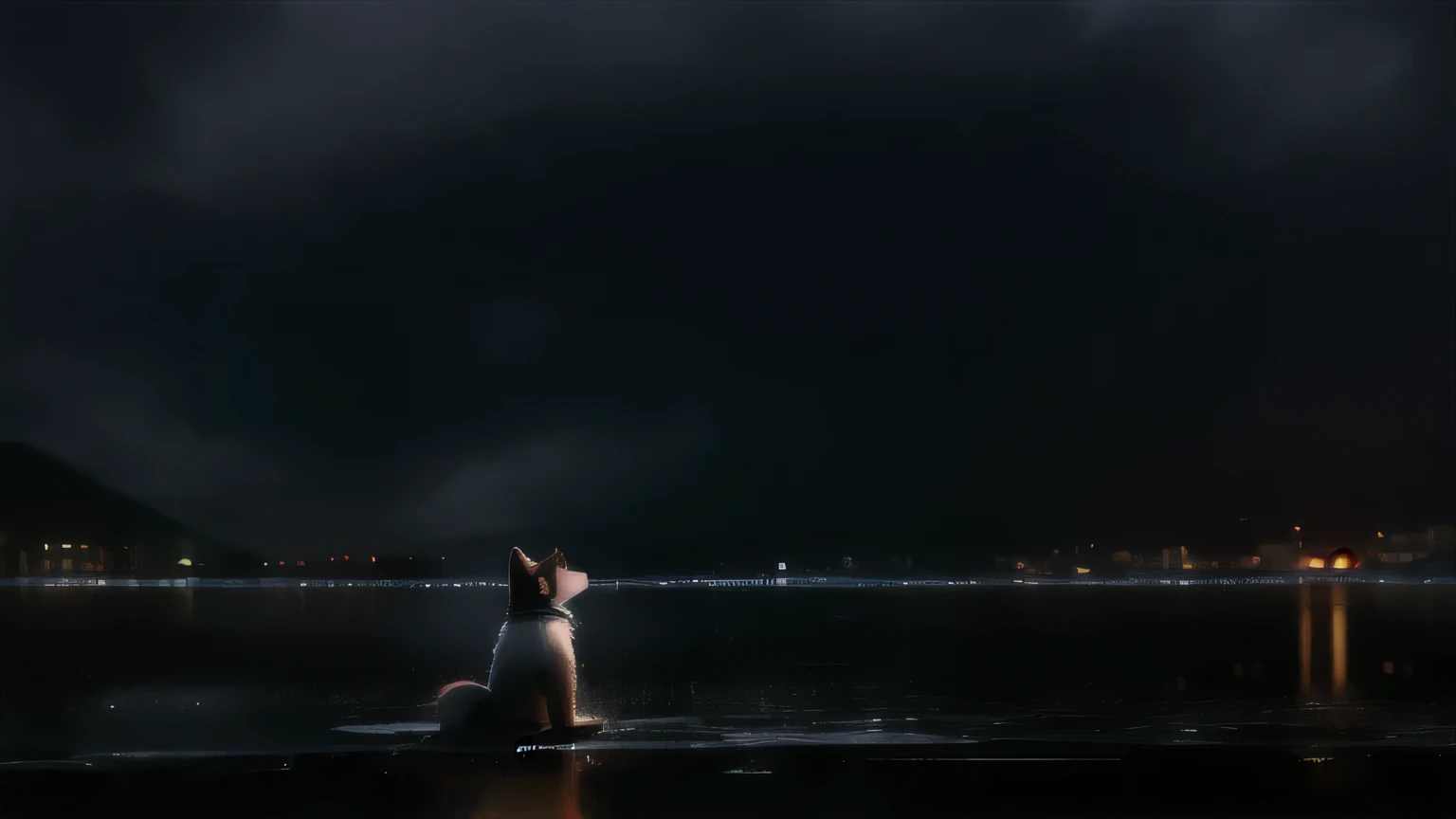 night空を見上げる、dog、solo、night、rain、tears