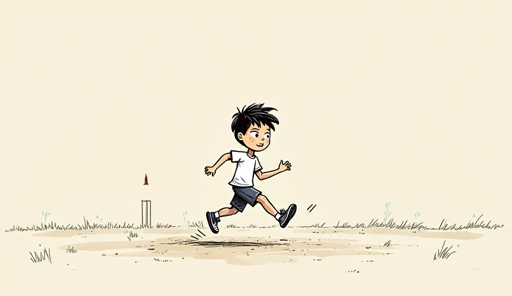 A boy who doing fast bowling just teck run and fast see the ball than start