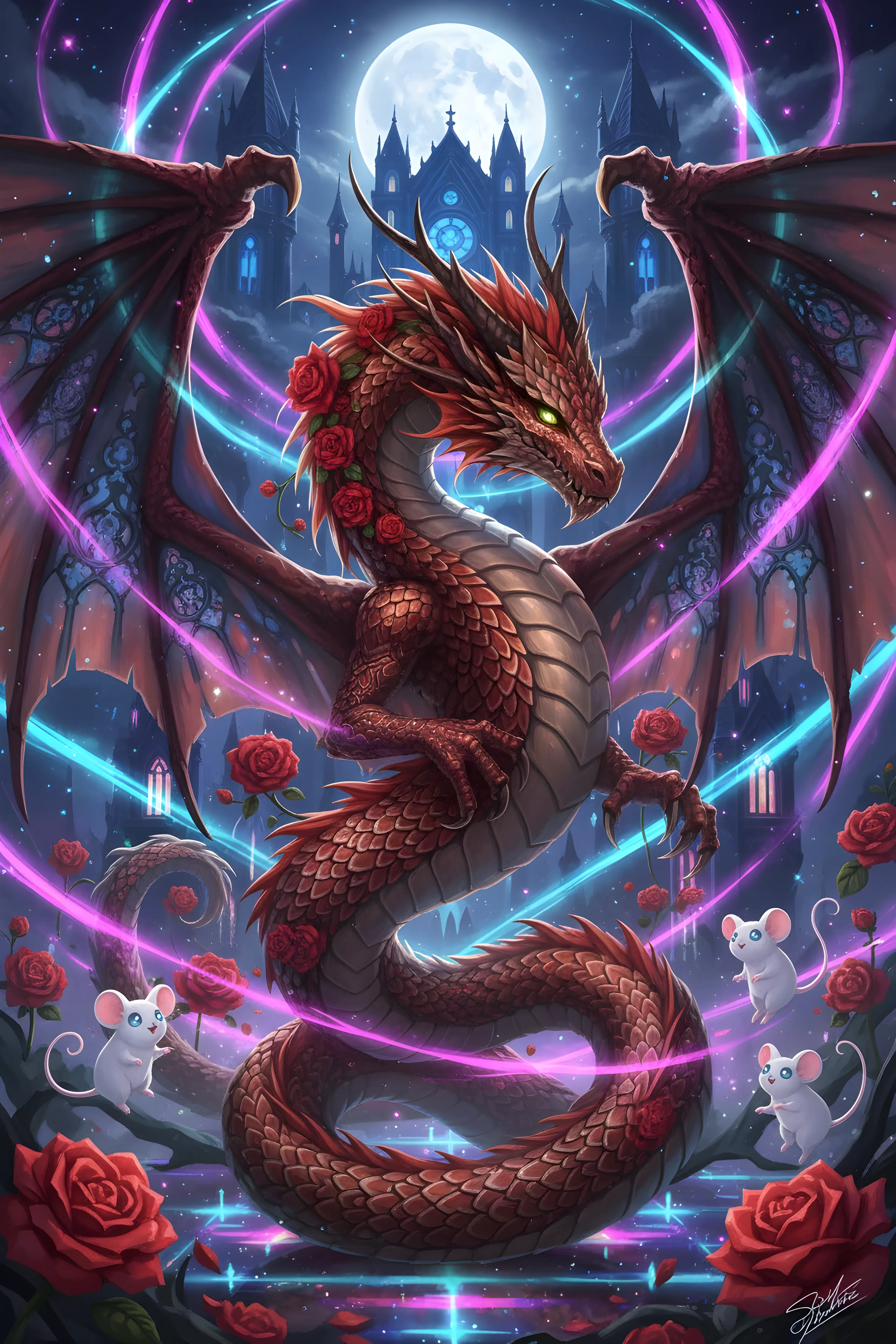 Utilizing SeaArtNanoBanana technology，Merge multiple images to generate a unique dragon image。Using RealESRGAN_Achieve high-precision enlargement with the x4plus model，Ensure perfect expression of image quality。Apply to the innovative image creation of illustrators and visual designers。