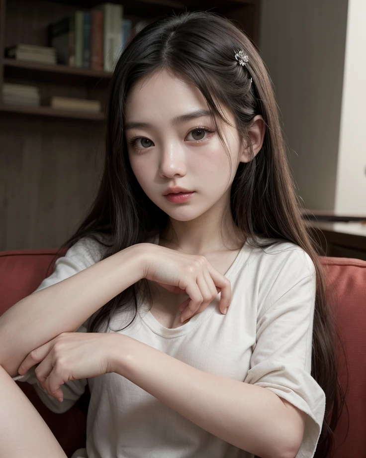 tem uma mulher sentada em uma cadeira com um celular, cruel korean goth girl, jennie blackpink, menina coreana, Mulher sul-coreana bonita, Heonhwa Choe, linda mulher coreana jovem, mulher coreana jovem bonita, jossi do blackpink, Retrato de Jossi de Blackpink, Mulher coreana, Gongbi, Jaeyeon Nam, atriz da Coreia