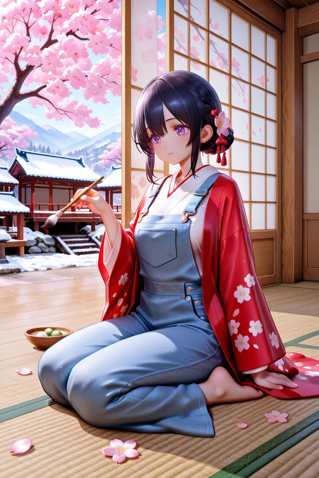 girl, one, kimono, meteor, tight fit, blush, beautiful legs, porch