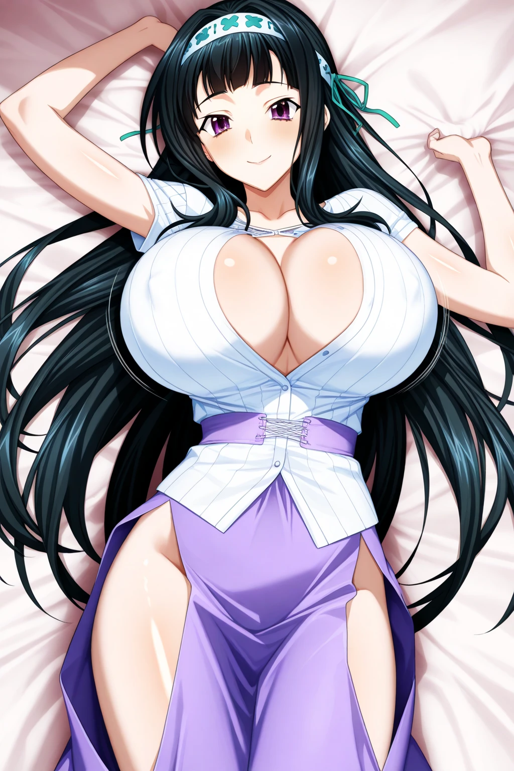 (messy black hair), (mother), (white horns), house, (huge juicy :1.2), (cleavage), (pajamas:1.2), milf, busty, slim stomach, wide , (yellow eyes), beautiful face, professional lighting, glistening skin, high quality, (seductive pose:1.2)