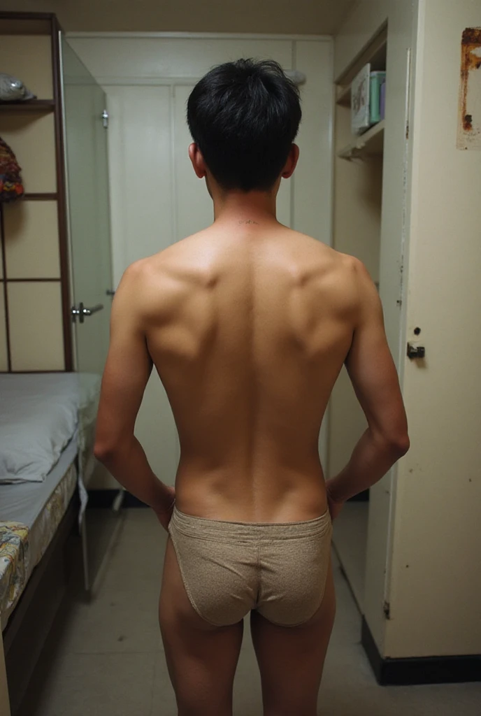 {8K}, {{{Photorealistic}}}, {best quality}, {hyper detailed}, {ultra-detailed}, {HDR}, {{{young male}}}, {young Japanese male}, {{{around 10 years old male's thin body}}}, {{{young male's full body}}}, {{{police mugshot front and back, full body}}}, {{????}}, black hair, black eyes, {{???????}}, {{??????????}}, {{{{{?????, ?????????}}}}}, {young male's very thin body}, {{{beautiful face}}}, embarrassed, {very short hair}, {??????}, {very thin body}, {{short height}}, {{{{{pointing his finger at his thighs}}}}}, {strong light coming in}, {{{full body mugshot front and back}}}, tunned skin