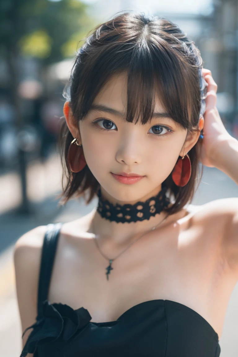 random pose, mix4, (8k, RAW photo, best quality, masterpiece: 1.45), (realistic, photorealistic: 1.37), one girl, cute, cityscape, night, rain, wet, professional lighting, photons mapping, radiosity, physically based rendering, gradient black hair, gray hair, short curly hair, handsome, girl, Deep V-neckline slip dress, top quality photo, high res, 1080p, (clear face), (detailed face description), (detailed hand description), (masterpiece), (exquisite CG), extreme light and shadow, disheveled hair, master work, rich details, (fine  features), (highest quality photo), (masterpiece), (detailed eyes), look in front of you eyes, fine clavicle, ((large )),(((_slip))),((puffy )),(()),(),(((collar))),earrings,