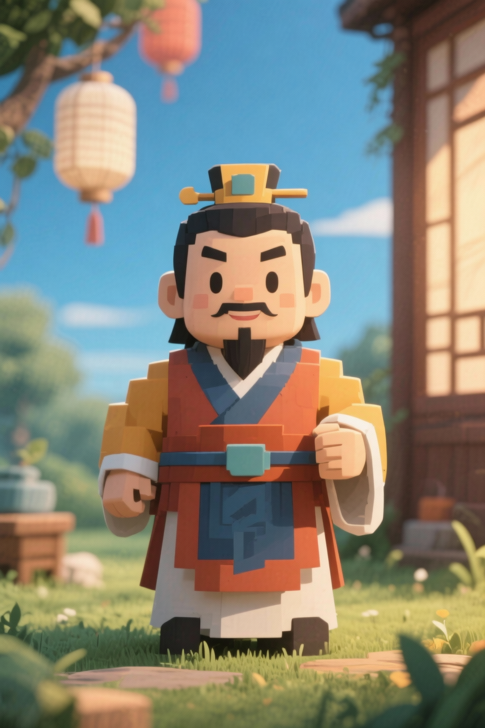 (Daisaku),(Need),(Super meticulous),(full bodyesbian:1.2),Japanese ukiyo-e girl，japanese geisha，Beautiful，Oriental dragon，Aeolian Thor，Raised ，，Oriental face，TV Anchor， portrait illustration，Alone，In black suit，a blue tie，The face is slightly chubby，The face was clean，without a beard，Black super short hair，Black eyes，Smile confidently，3C computer -products，iPad， iphone，Digital painting，3D character design by Mark Clairen and Pixar and Hayao Miyazaki and Akira Toriyama，The illustration is a high-definition illustration in 4K resolution，With very detailed  features and cartoon-style visuals。