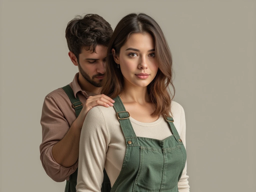 2heads, male female couple, age 33, cute, Irish, two heads on one body, one torso, hipster fashion,