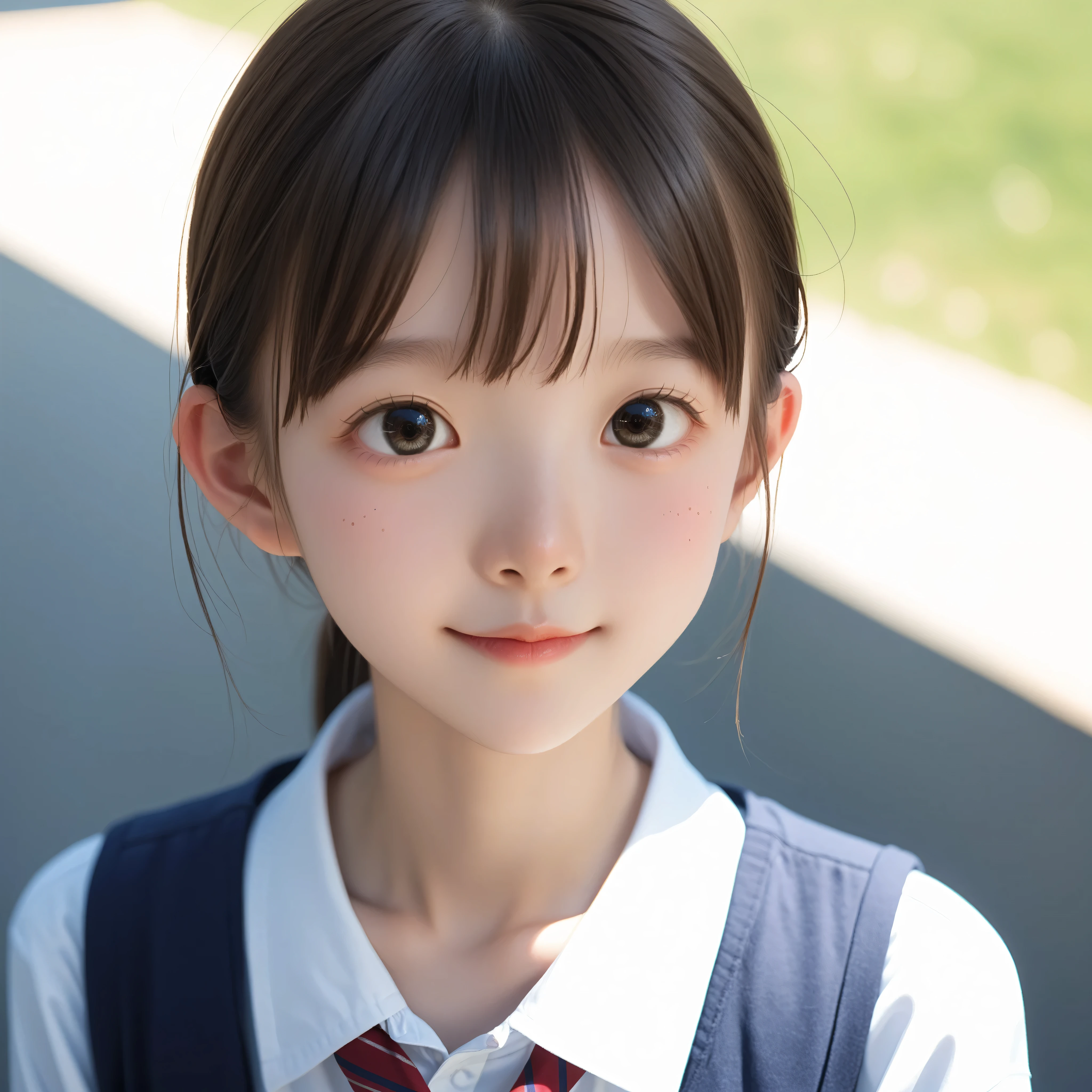 ( white skin:1.3),Pretty girl with polite round eyes,かわいいyounger女の子,Slender,short,Slender,thin body,(younger:1.2),かわいいyounger女の子 opening without permission,cute faces getting creampied,(skinny:1.5),score_7_up,score_8_up,score_9,Realistic,is a girl who goes to school,uniform, small butt seen from below,( body:1.2),sunlight,japanese,short髪, thin shoulders,thin arm,Narrow Shoulder
