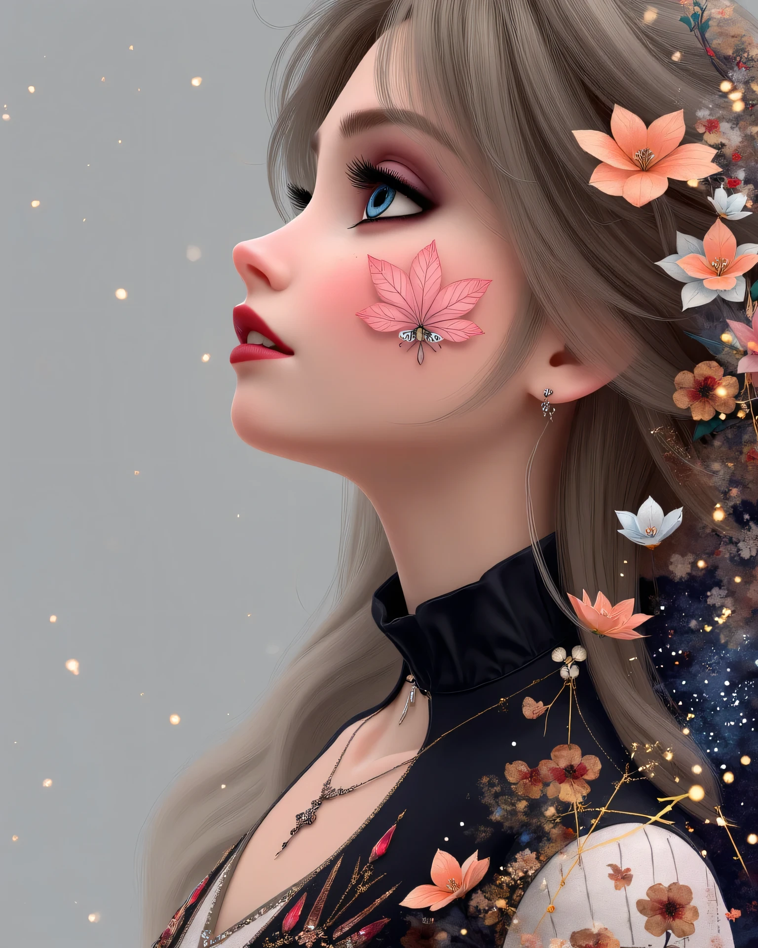 A hyper-realistic ultra-detailed portrait of Elsa reimagined with a bold and modern fantasy-rockstar aesthetic. She has long, flowing platinum-blonde hair cascading in soft, voluminous waves with delicate face-framing strands. Her icy-blue eyes are luminous and expressive, framed by long lashes and soft eyeliner. Her skin is flawless and glowing, with a natural blush and faint freckles across her cheeks. Her lips are soft and full with a delicate rose-nude tint, adding to her youthful elegance.
Her face is perfectly sculpted with high cheekbones, a gentle jawline, and a confident expression radiating strength and charm.
Elsa’s body is slender, balanced, and gracefully proportioned, with a regal and confident posture. Her shoulders are smooth and feminine, transitioning into slender, elegant arms. Her waist is long, defined, and beautifully sculpted, forming a graceful and elongated torso that enhances her queenly figure. The transition from her ribcage down to her hips is smooth and natural, creating a striking hourglass silhouette. Fine, subtle muscle lines follow the length of her waist, adding realistic depth and dimension. The skin here is soft and radiant, with gentle highlights and shadow gradients emphasizing the length and curve.
The midriff area is highly detailed — smooth and toned with natural skin texture and delicate vertical definition, gently narrowing as it approaches the waistline before curving outward into the hips. Her hips are softly rounded and proportionate, balancing her figure and creating a harmonious flow into her long, slender legs.
She is wearing a shimmering embellished black crop top with intricate beaded floral patterns that sparkle under soft light, paired with a bold high-waisted mini skirt adorned with metallic buckles and layers of decorative chain belts. Elegant layered necklaces, a cross pendant, and statement earrings enhance her royal yet rebellious aesthetic.
Her pose is confident and magnetic, highlighting the elongated