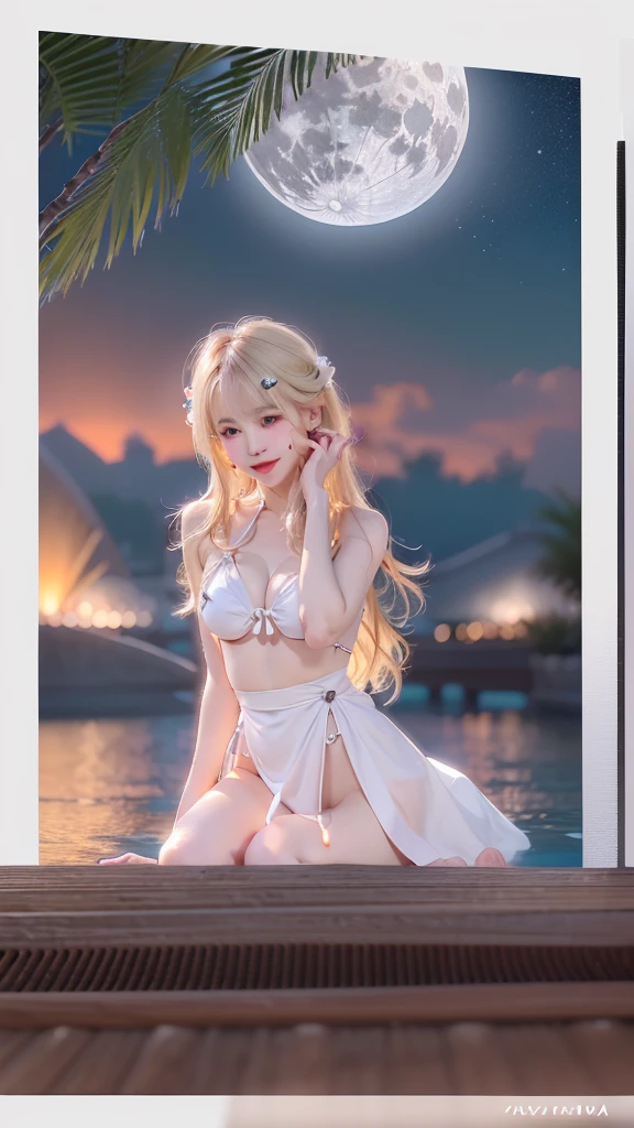 1girl in,Angel,spaces,Starry sky, Star \(skyporn\), (),((( arms))),Blonde girl_hair,lightsmile, Floating hair, absurdly long hair, hair on the , 鎖骨, , Curve, Closed mouth, Full body,sixteen years old、transparent feather robes