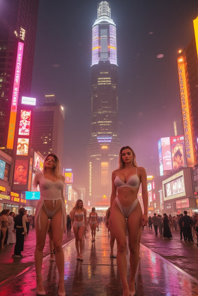 A hazy bluish view of a large panorama. An enchanting summer night in a city where only half-????? women live and luminous streetcars without drivers glide along the tracks. No bad eyes, no bad ???????, no ugly faces.