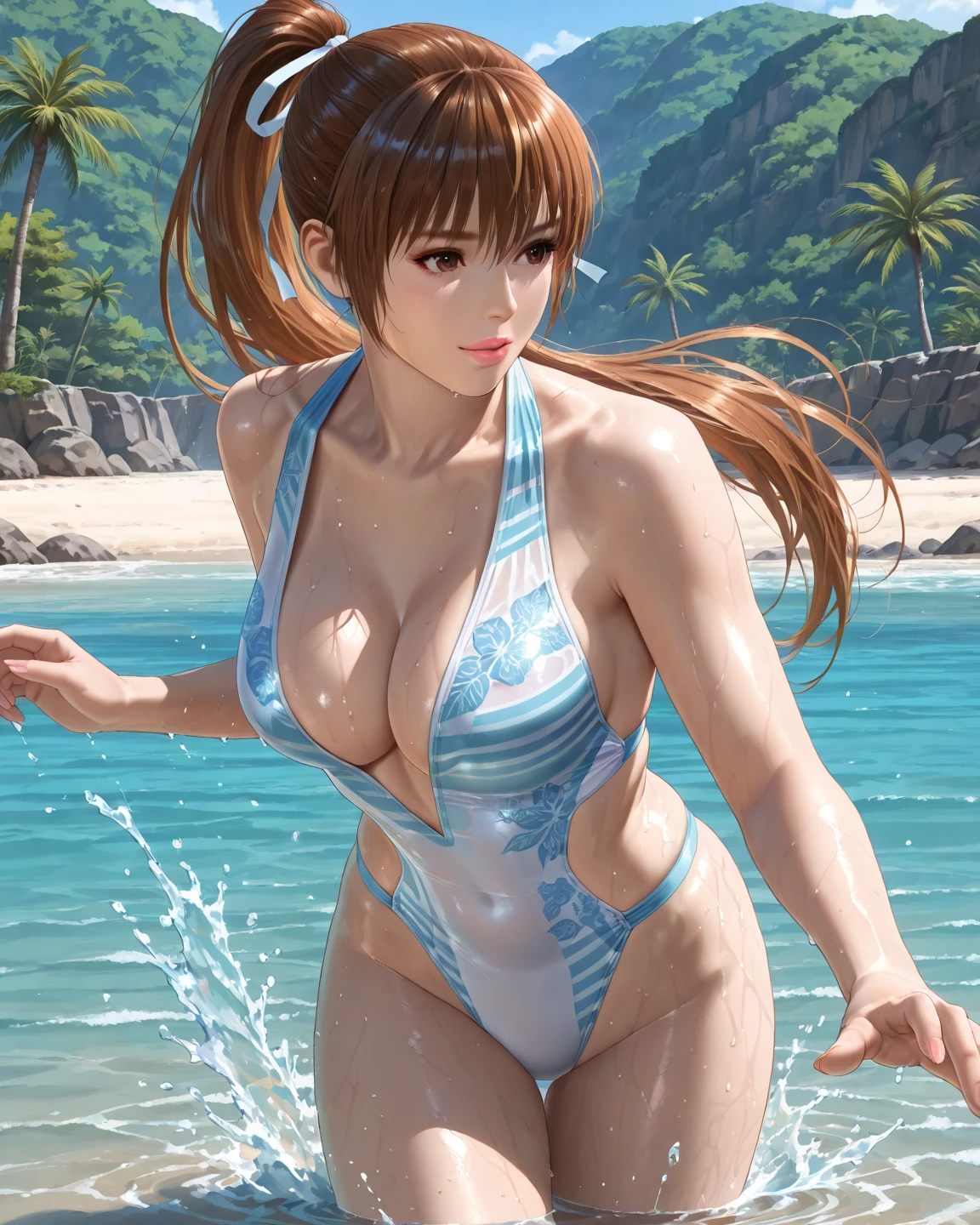 (White and vivid colors), (9 tiny surfer girls in row), ((face variations)), { Navel | pretty  | Delicate swimwear }, { Glistening tanline | Sparkling ivory skin }, { Childish | Overflowing }, portrayed in the best quality and high resolution. The image should be ultra-detailed, realistic, and photorealistic with a touch of rawness. ((back lighting)). concept art. enhancing the overall visual impact. (Whole Body proportions and all limbs are anatomically accurate) . (:-0.8) . (((Gigantic Overflowing sideboob)))