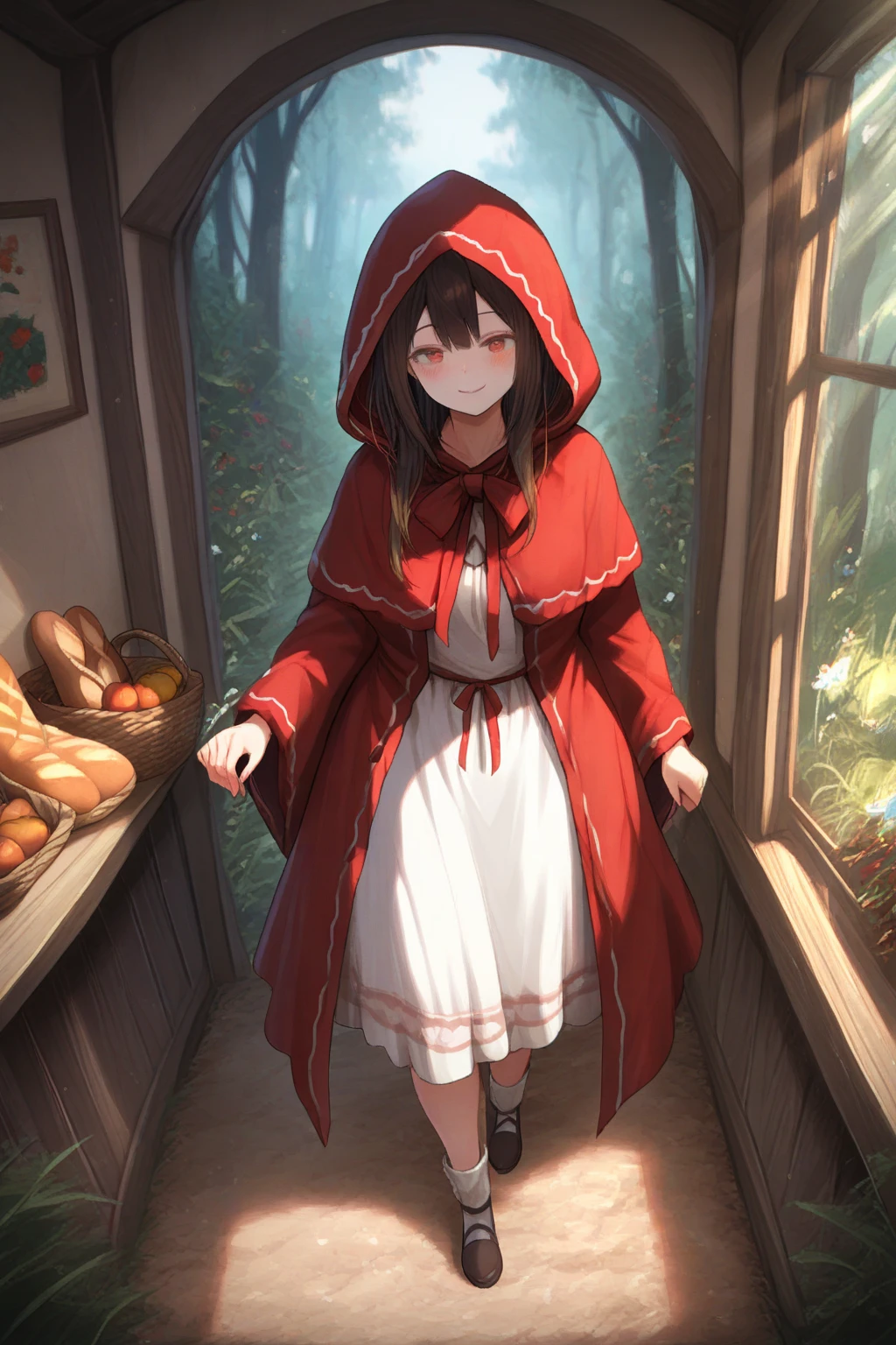 furry,anime girl, coelha, cute girl, human girl, rabbit ears, little red hidding hood, woman ,big , black hair

 