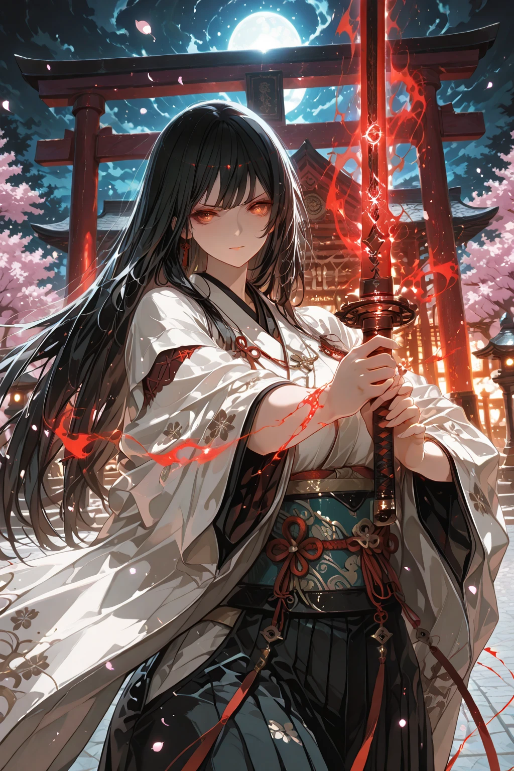 A painting of a woman wearing a veil and a sword, Beautiful character painting, Guviz, Guviz-style artwork, Guweiz in Pixiv ArtStation, Guweiz on ArtStation Pixiv, a beautiful anime portrait, Beautiful anime woman, guweiz masterpiece, style of anime4 K, Palace ， A girl in Hanfu，Sword in hand