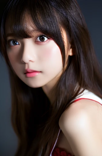 1 Girl,Beautifully detailed face:1.3、(Close-up of face:1.6)、((The whole face fits in the frame:1.7))、(( Girls:1.7))、((She wears a huge red ribbon in her hair.:1.6))、 ((very small flat :1.7))、(:1.7), ((Facing forward:1.6))、Pink Eyeshadow:1.6、((Looking into the camera:1.3))、Very beautiful Japanese idol portraits, 
(RAW Photos, Highest quality), (Realistic, Realistic:1.4), (masterpiece), 
Very delicate and beautiful, Very detailed, 2k wallpaper, wonderful, finely, Very detailed CG Unity 8K 壁紙, Very detailed, High resolution, Soft Light, 
Beautiful detailed girl, Very detailed目と顔, Beautiful and sophisticated nose, Big beautiful eyes, Cinema Lighting, 
(Simple and solid background:1.3),
(Medium hair in pink color:1.5), (Parted bangs), 
Complete , Slender body,Very small , Sensual look