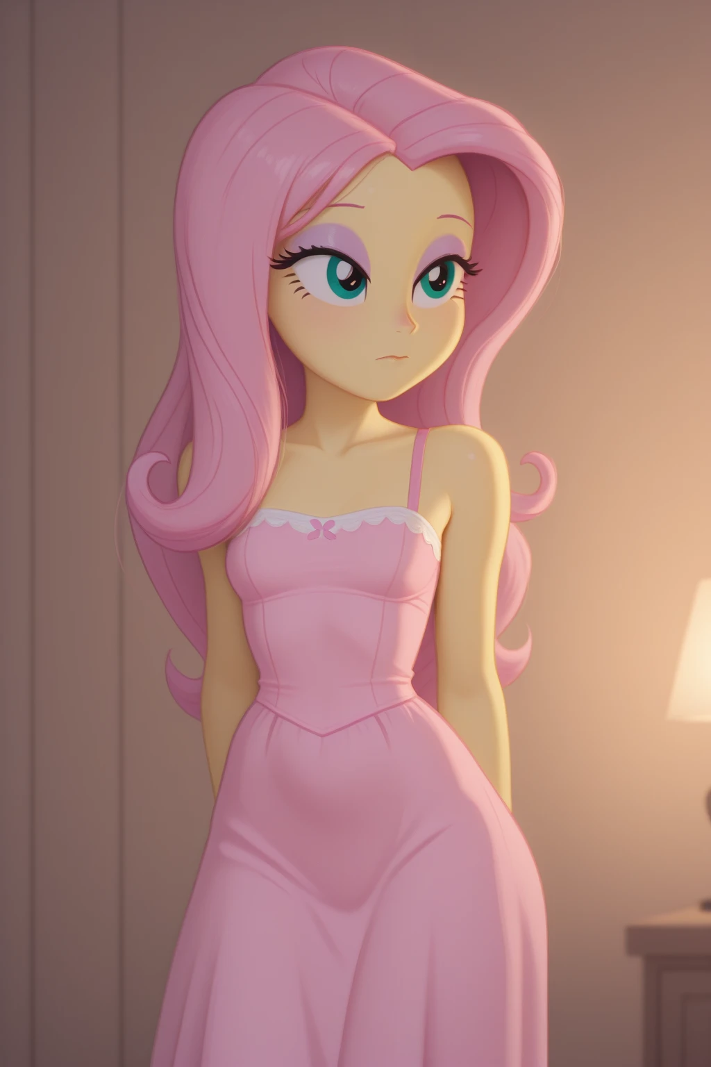 score_9, score_8_up, score_7_up, score_6_up, score_5_up, score_4_up, background sunset apartment, bedroom, sunset shimmer, equestria girls, cute, romantic, bedroom eyes, breasts, , female, sexy, , looking back, looking at viewer, beautiful, , , skirt lift, shirt lift, cartoon, vector, show accurate, blushing, male pov, Sunset sticks her ass out, shapely ass,  , bikini. Male POV has a very huge and big tent in his pants,  bulge in pants