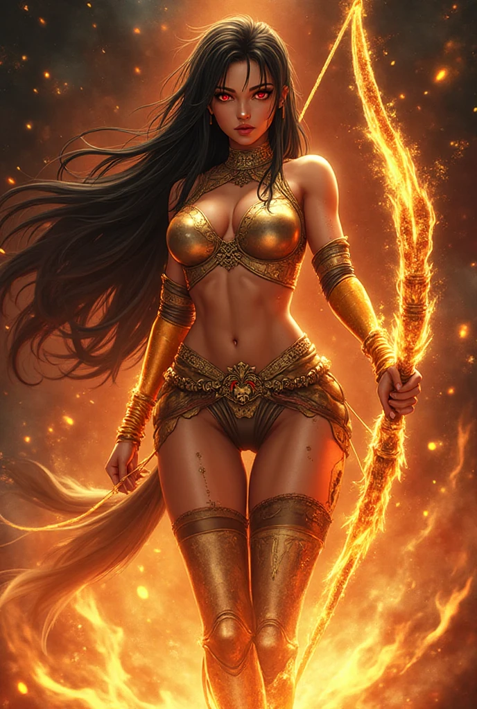 （tmasterpiece，top Quority，beste-Qualit，official arts，beautiful and aesthetic：1.2），stage, depicting a female god of war, fighting in hell with a red burning demon with huge horns.，She's a great giant，She's a beautiful princess，she is a strong warrior，flame，Lightning in the sky，magma，At the foot of the mountain，mountains in the distance，(Fire element:1.4)，Realistic flame，highly realistic，Correct ???????，full-length photo，bulge，Cute ???????????，revealing ??????，legs separated，Plumw，Striving for dissatisfaction，Only the ????????， camel toes，?????? gesture，??????，?????? splitting of ????????????， ???? footed，?????? gesture，fist of flesh，（zentangle，datura，Tangles，Tangled）（Long hair and flesh，soli ，），Married，，gentle face，beautiful detail eyes，Correct ???????，Detailed Face, 詳細な目，Holy Rays，gold foil，Gold Leaf，Deep backstory，absurdress, fantastic and incredible，epic composition，(Complicated details，hyper-detailing:1.2)，Ultra photo realsisim, Epic Realistic,  ((with neutral colors)),(pastel colours:1.2), Hyper-realistic, + Filmed in a movie + Dynamic composition, Incredibly detailed, Sharpen, Cinematic, warm light, luminous effect, Dramatic light, (intricate details:1.1), complicated background, (Greg Rutkowski:0.8),  (black and red:0.4），