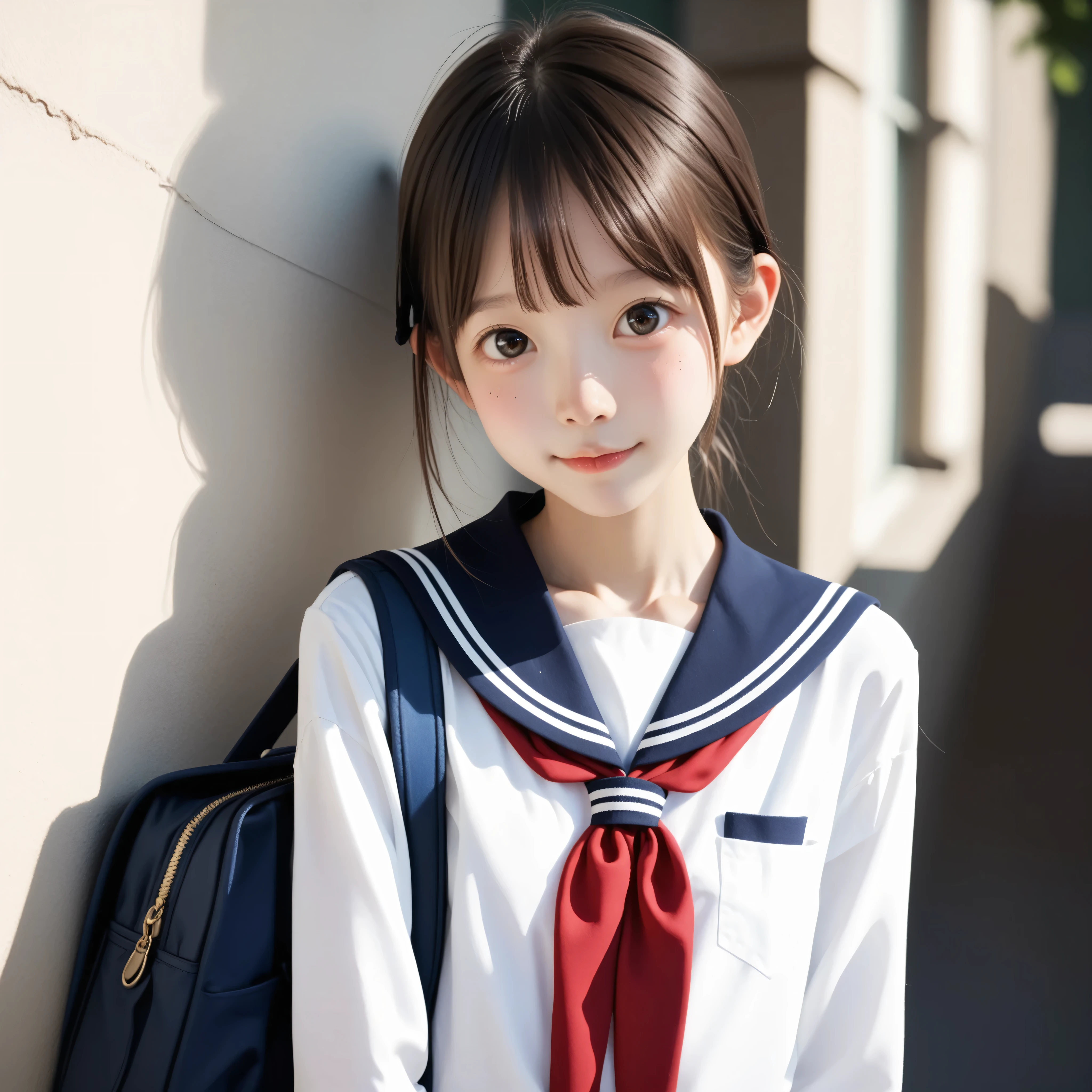 ( white skin:1.3),Pretty girl with polite round eyes,かわいいyounger女の子,Slender,short,Slender,thin body,(younger:1.2),かわいいyounger女の子 opening without permission,cute faces getting creampied,(skinny:1.5),score_7_up,score_8_up,score_9,Realistic,is a girl who goes to school,uniform, small buttocks seen from below,( body:1.2),sunlight,japanese,short髪, thin shoulders,thin arm,Narrow Shoulder