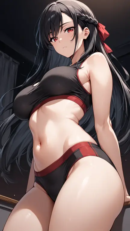 (((アニメ調とてもcute顔))), Beautiful Skin, ((masterpiece)), Highest quality, (Sharp details), 8k, ((cute)), on stage, (Neon Light), (Extremely ???? (Colorful Pop (Idol Clothes))), Sweat, (???? T-back), ????????????, Sporting events, (looking at the camera),, (((black and pink very tight track and field uniform))),cuteちいさい胸、Bring out the cleavage、Belly button、Makes my ??????? so hard、Female organ、Height: 160 cm、Embarrassed face、Very big eyes、sparkling pupils、anatomically correct body、Big thighs、slightly muscular、Black hair twin tails、Light from the front、Female organ強調、She's practically showing her ?????.、Looking back、Super ???? fishnet tights