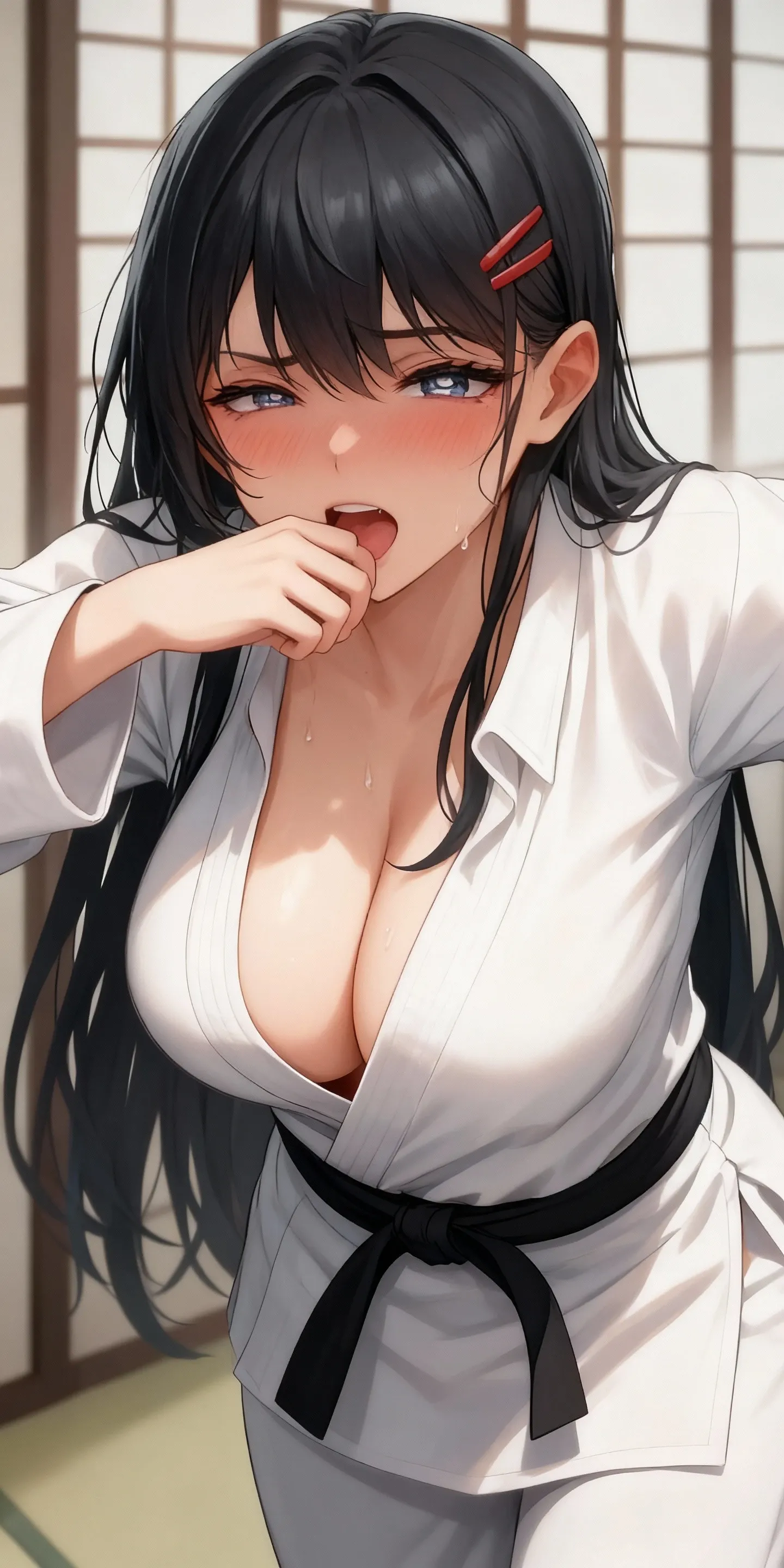 masterpiece, best quality, detailed,perfect anatomy,beautiful light and shadow, ,Beautiful white skin ,BLACK hair,yellow eyes,disheveled hair,slim,adult, ,1woman,ponytail,droopy eyes,high pointed nose,nostril hole,raised pubic bone,enlarged , ,negative_hand,busted breasts.busted ass,whip marks,bdsm,cumshot on her face, ng_deepnegative_v1_75t, ,nude,big  , , drips from , ,Very embarrassed,looking down shyly,I'm so embarrassed I feel like crying, Prison,dark prison, (looking at viewer, angry:1.3), (kneeling, bound arms, arms restrained, arms up:1.2), (whip marks, busted ), (from above:1.4), ( on face,  on her face:1.4),
