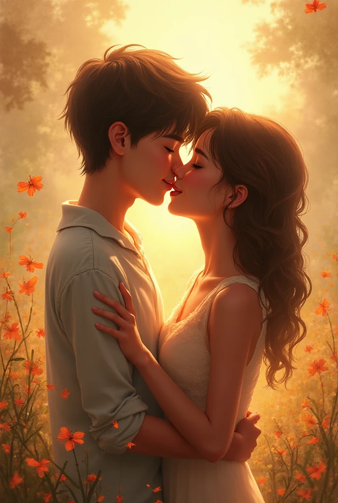 Girl kissing boy 