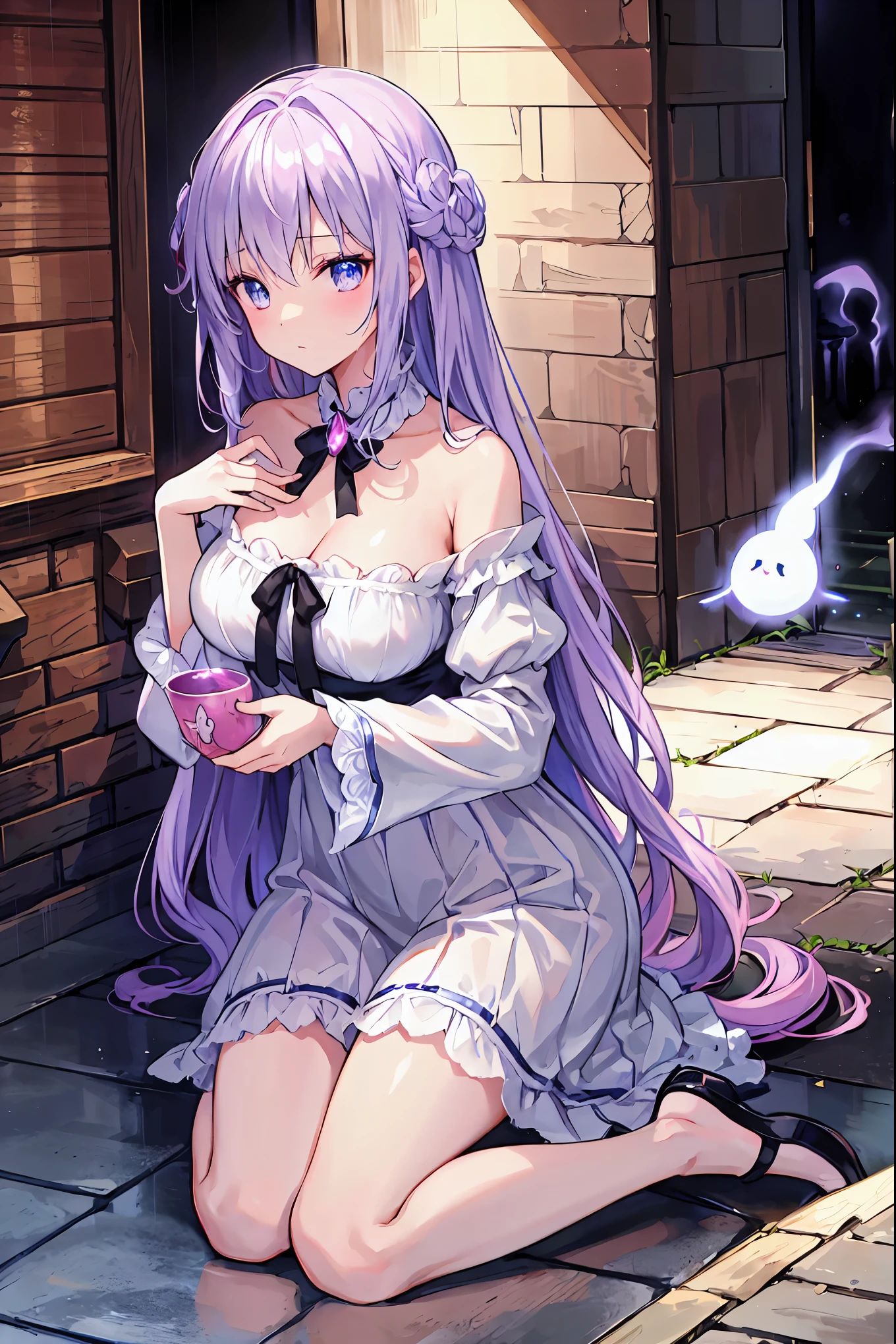 Haunted Castle、Late Night、The girl who lost her way、Smartphone in hand、Smartphone light、Lightning echoes、girl wet in the rain、big mansion like a castle、 Ghosts、dimly lit room、State of Ruins、Only ghost eyes light up、Seimitsu、4K resolution、High Quality、Super Detailed、Realistic、Realistic、HDR、UHD、STUDIO LIGHT、Transcendental Depiction、Clear Focus、PBR Rendering、professional、bright colors、bokeh effect