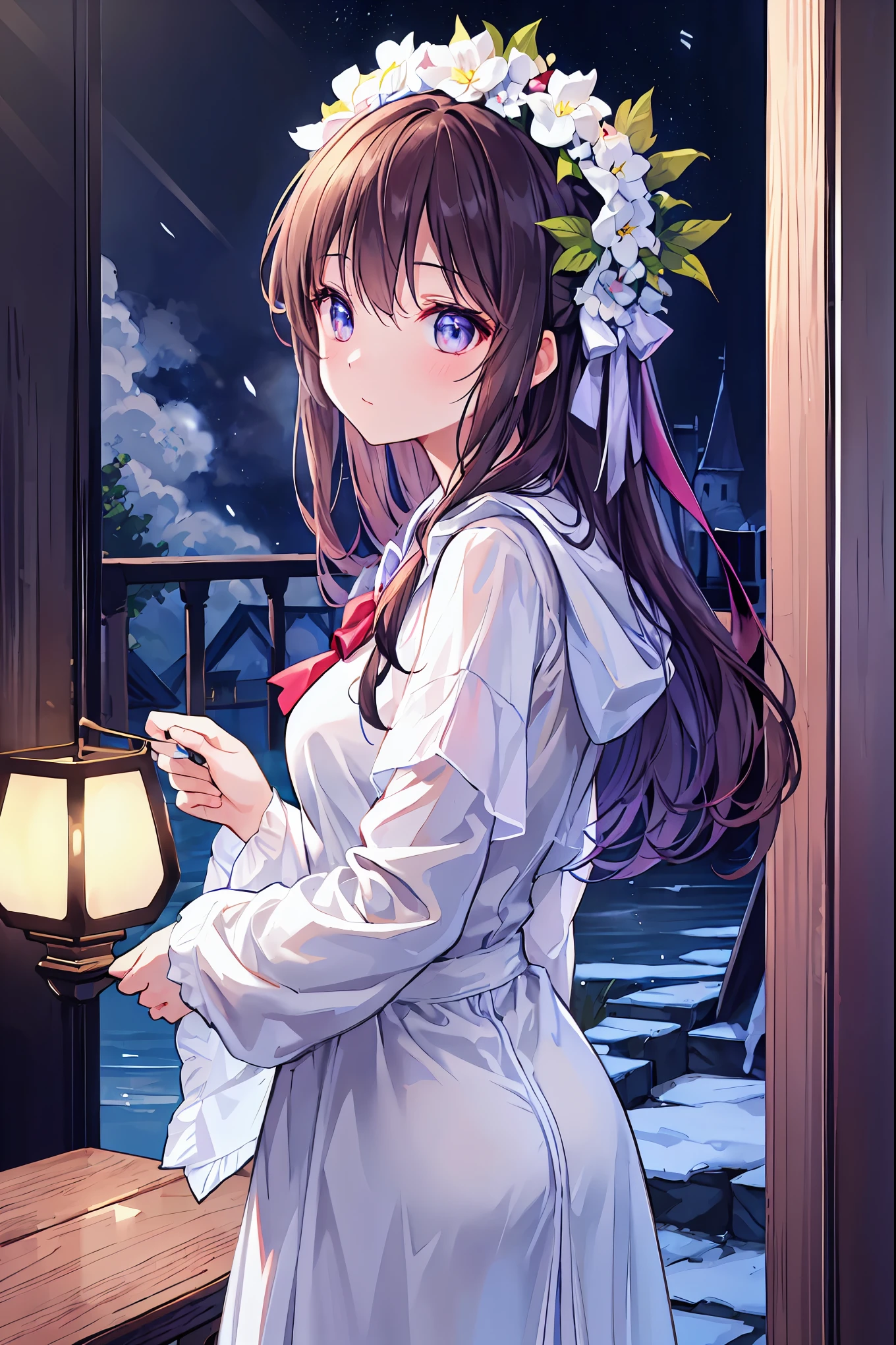 Haunted Castle、Late Night、The girl who lost her way、Smartphone in hand、Smartphone light、Lightning echoes、girl wet in the rain、big mansion like a castle、 Ghosts、dimly lit room、State of Ruins、Only ghost eyes light up、Seimitsu、4K resolution、High Quality、Super Detailed、Realistic、Realistic、HDR、UHD、STUDIO LIGHT、Transcendental Depiction、Clear Focus、PBR Rendering、professional、bright colors、bokeh effect