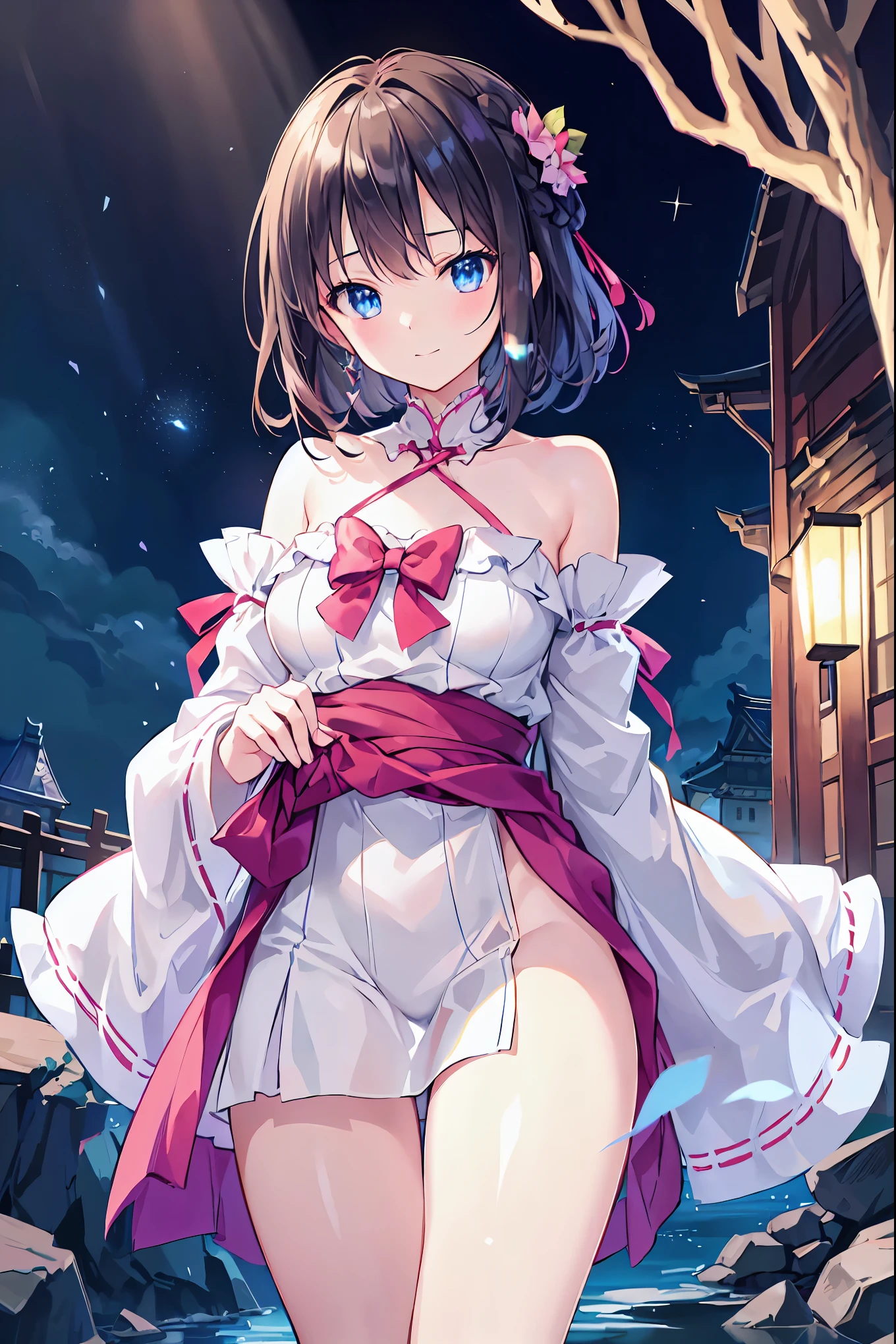 Haunted Castle、Japanese Castle,🏯、1 Midnight、The girl who lost her way、long black hair,Smartphone in hand、Smartphone light、Lightning echoes、girl wet in the rain、big mansion like a castle、 Ghosts、dimly lit room、State of Ruins、Only ghost eyes light up,shortcuts,unkempt hair,Short braided hair,Neat,slender beauty,correct posture,small breasted,Beautiful legs,Enchanting Gray-Blue Eyes Shine Like Stars,Saggy Eyes,Brilliant Colors,beautiful eyes,A delicate smile,Textured Skin,Best quality at its best,gentle and beautiful woman,anime style、Seimitsu、4K resolution、High Quality、Super Detailed、Realistic、Realistic、HDR、UHD、STUDIO LIGHT、Transcendental Depiction、Clear Focus、PBR Rendering、professional、Brilliant Colors彩、bokeh effect