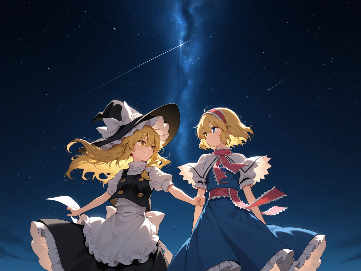 1girl, , , masterpiece, best quality, 10 years old, medium blonde hair, forehead visible bags, yellow eyes, hat, heart, black headwear, puffy short sleeves, log black skirt, heart hads,,1girl, solo, yellow eyes, yellow hair, bow, hat bow, socks, black footwear, black skirt, short sleeves, yuki (touhou), black vest, white sleeves, frill skirt, light smile, , to lift up one’s skirt, cowboy shot, from front, standing , raise one leg, crossed arms, arms up behind, arms behind back, hand between legs, put hands hip, one hand on hip, forward hands, arms raised in the air, punch hands, peace sign, waving, put up index finger, sit, lie down, closed eyes, lie face down, looking back, put one hand , leaning forward, , close up, horizontally outstretched arms, horizontally outstretched legs, front view, front face