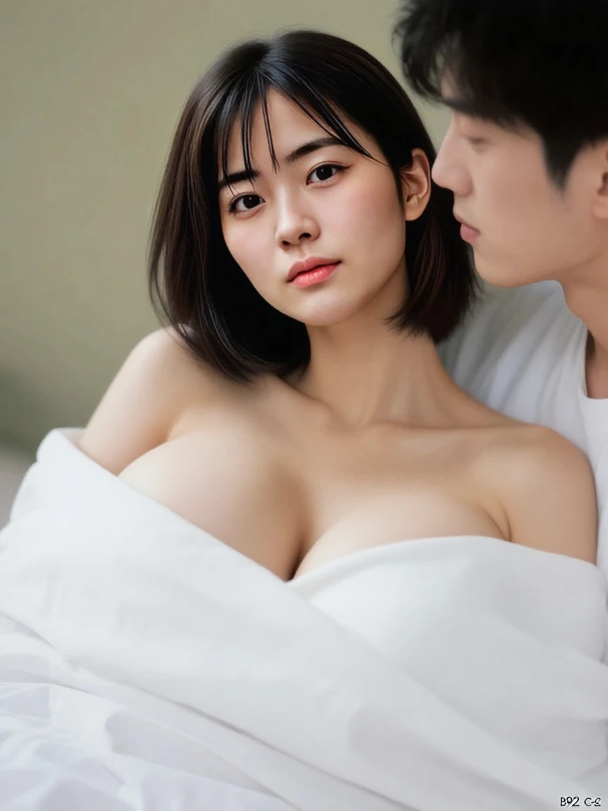 best qualtiy、​masterpiece、超A high resolution、(Photorealsitic:1.4)、1 Beautiful（Beautiful ??????? are large）1 boys（young and cute、15yo student）、Beautiful mature woman is being rubbed on her ????? ??????????? by a boy、Sitting on the sofa