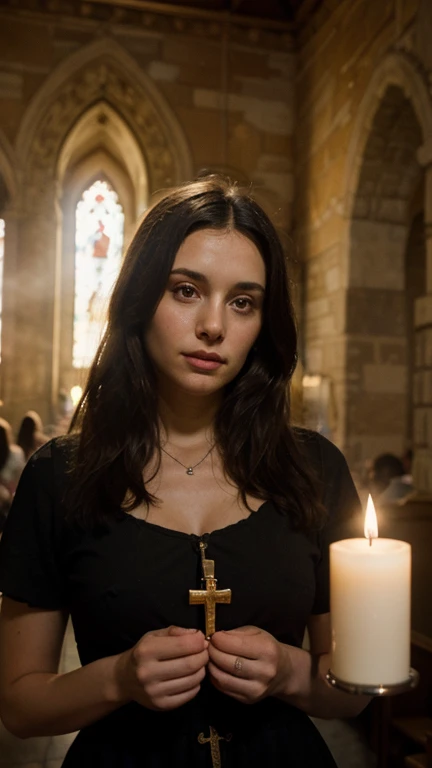 1girl in, 30 years old, Square face, Long hair, Looking at viewer, jewelry, Reality, Sexy, bridal page, church background, free pose