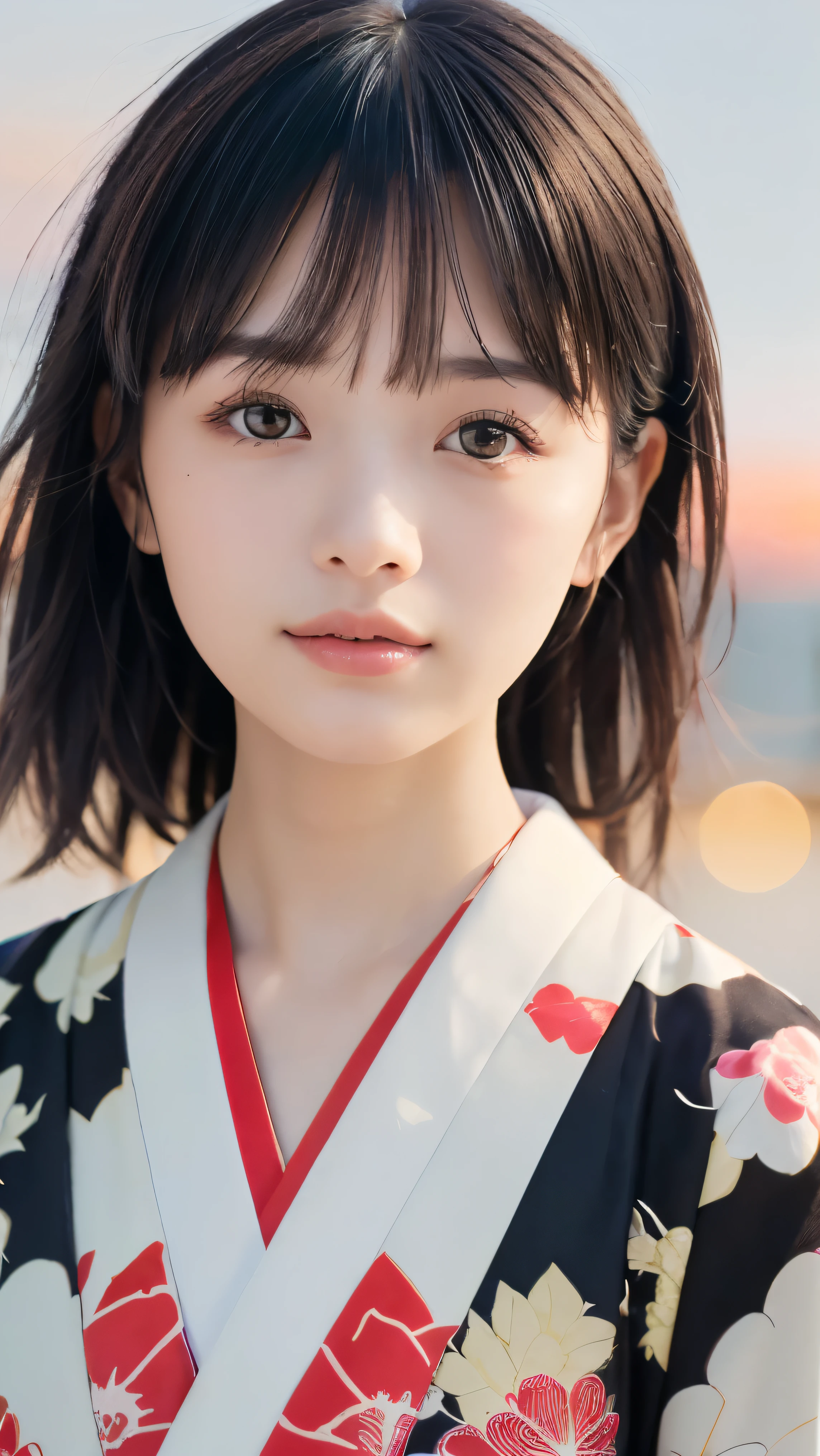 (Close up portrait of two side up black medium hair with bangs girl in beautiful colorful kimono:1.5)、(One girl is enshrining a shrine in Japan with smiles:1.3)、(A shrine in Japan with a winter sunset red sky and snow:1.5)、(8k ultra detailed master piece:1.5)、(perfect anatomy:1.5)、(Photorealistic stick:1.5)、(Raw photo:1.3)、(highest quality:1.5)、(High resolution:1.3)、(Delicate and beautiful perfect face:1.3)、(Delicate and beautiful eye air skin:1.3)、(Real Human Skin:1.3)、((thin legs))