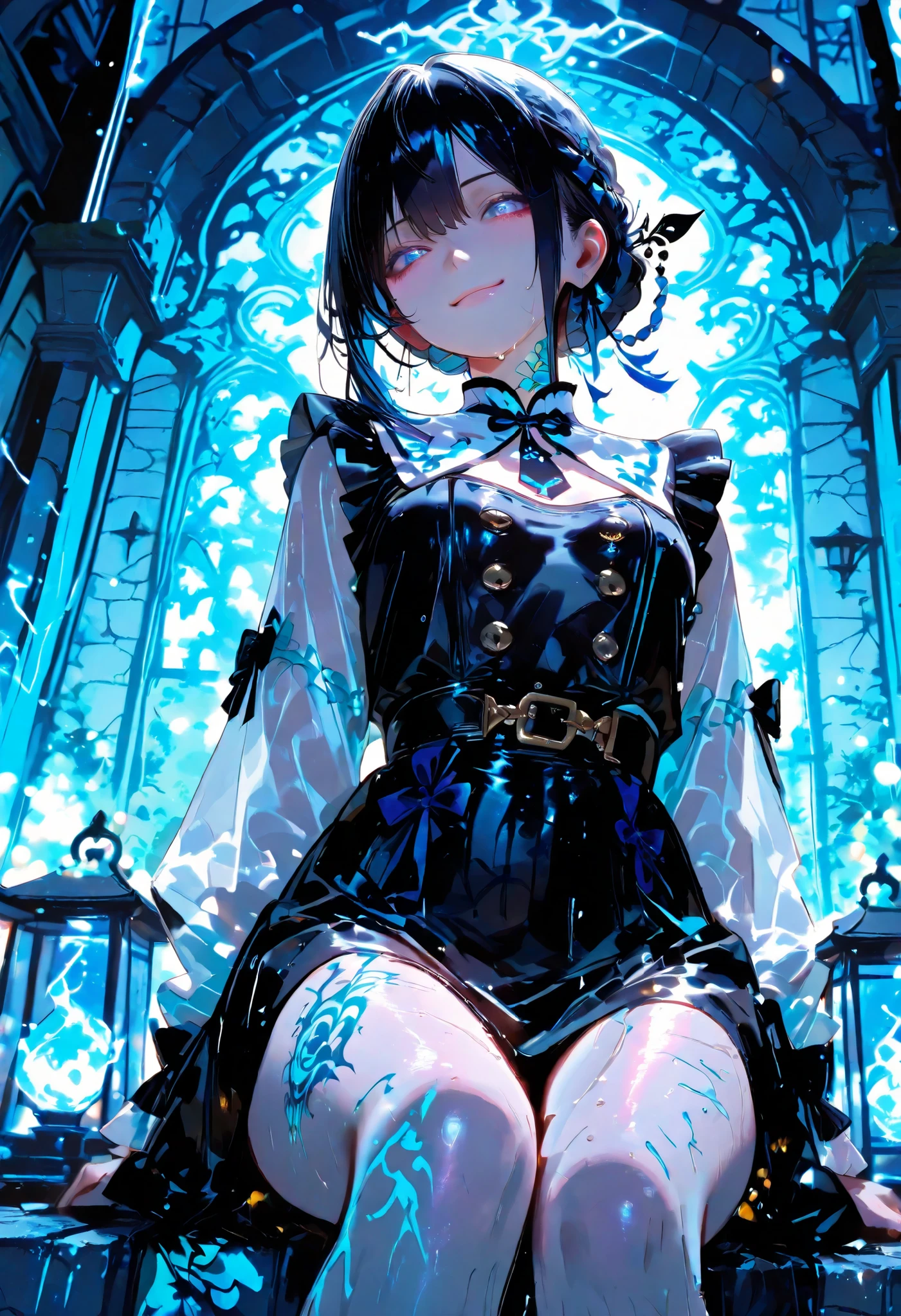 Haunted Castle、1 Midnight、The girl who lost her way、long black hair,Fireball in hand、Lantern Lights、I'm not scared at all!、Lightning echoes、girl wet in the rain、big mansion like a castle、 Ghosts、dimly lit room、State of Ruins、Only ghost eyes light up,shortcuts,unkempt hair,Short braided hair,Neat,slender beauty,correct posture,small breasted,Beautiful legs,Enchanting Gray-Blue Eyes Shine Like Stars,Saggy Eyes,Brilliant Colors,beautiful eyes,A delicate smile,Textured Skin,Best quality at its best,gentle and beautiful woman,anime style、Seimitsu、4K resolution、High Quality、Super Detailed、Realistic、Realistic、HDR、UHD、STUDIO LIGHT、Transcendental Depiction、Clear Focus、PBR Rendering、Professional、Brilliant Colors彩、bokeh effect