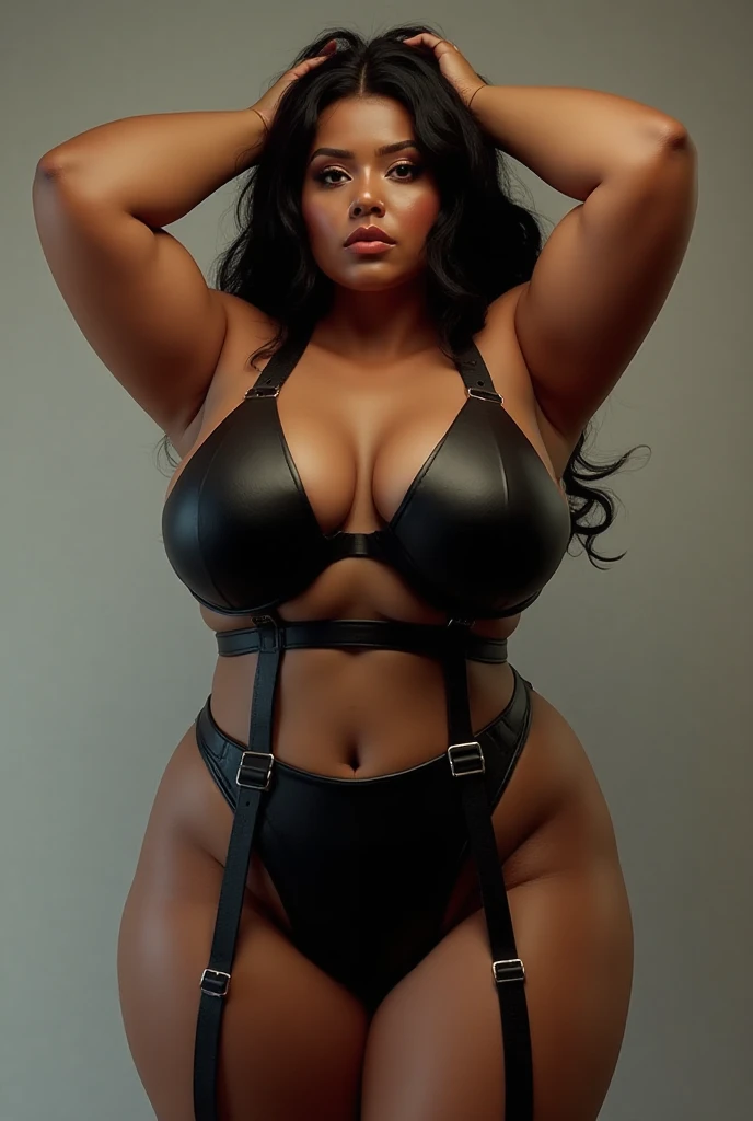 gorgeous thick R&B diva, hourglass body, small waist, big booty, covered in oil, steamy photo shoot, ((More Detail, enhance_all, fix_everything)),