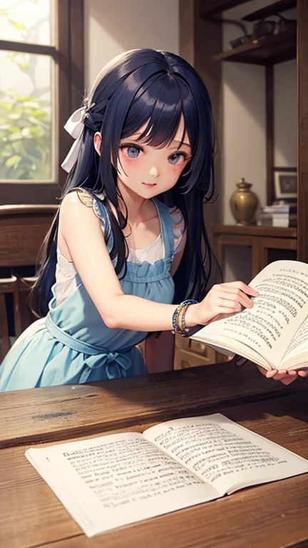 ((best quality, high resolution)), (delicate illustration), (pastelcolor style illustration:0.3), (watercolor style illustration:0.1), ((beautiful:1.3)), 4k,
((beautiful girl)), blunt bangs, Messy Bangs, hair ornaments, earrings, (at library), (((university))), ((reading a book)), , (((cowboy shot:1.4))),