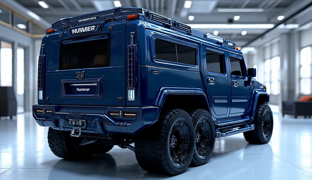 A 3D render of a heavily modified 2026 ( Hummer 6×6 motorhome - SeaArt AI
