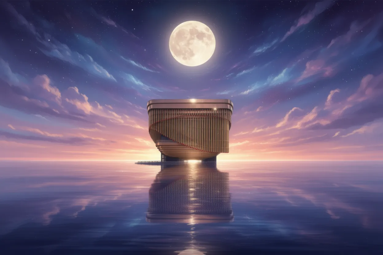 Ogni struttura ha uno spirito. Il nostro AI non si limita solo a modificare la tua foto; costruisce un mondo intorno a sé, trasportando il tuo edificio preferito in un luogo mozzafiato, paesaggio onirico surreale.