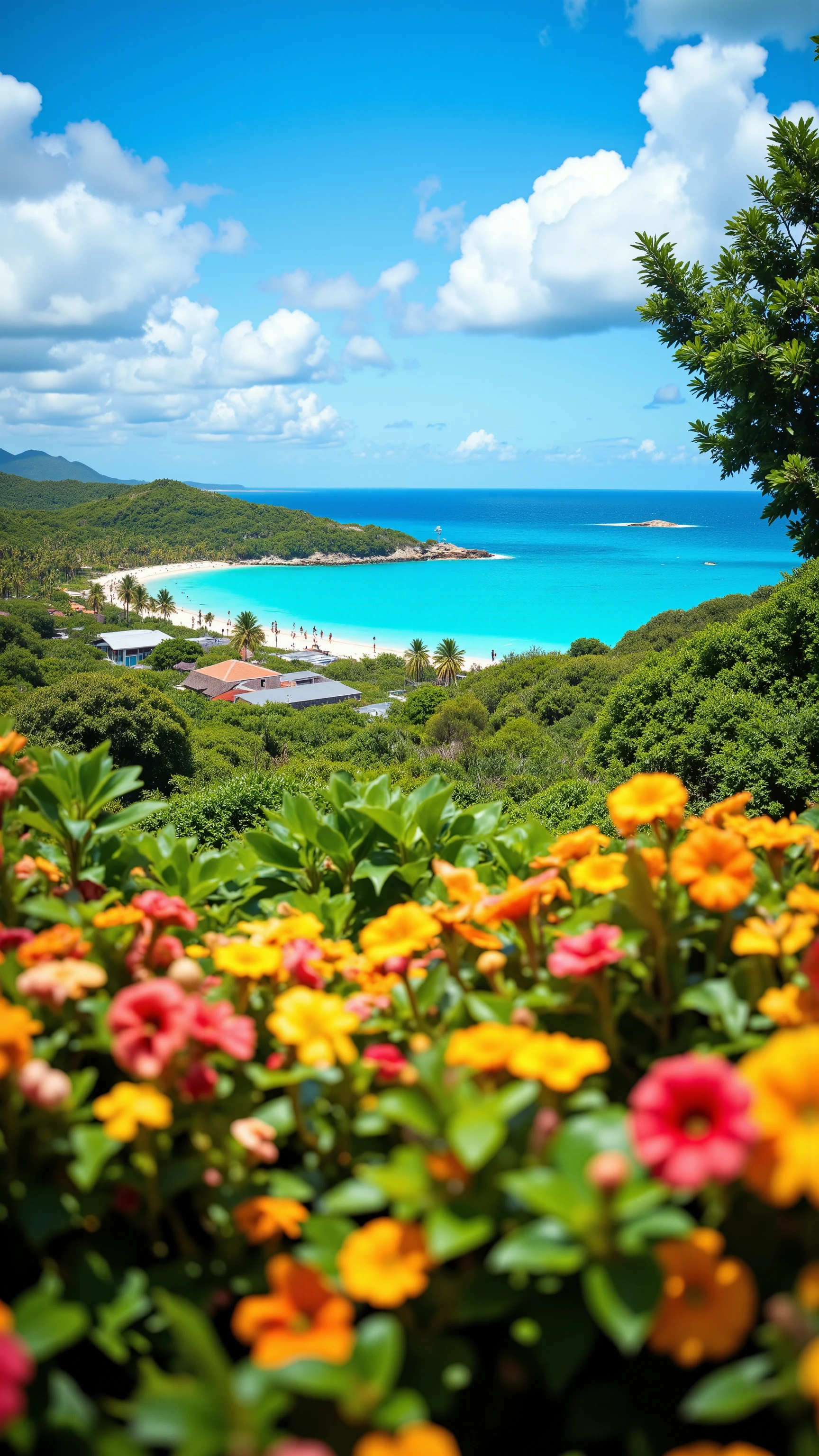 high-definition images、Dominican Republic、Samana、seen from a flower garden on Cayo Levantado Island、Caribbean views