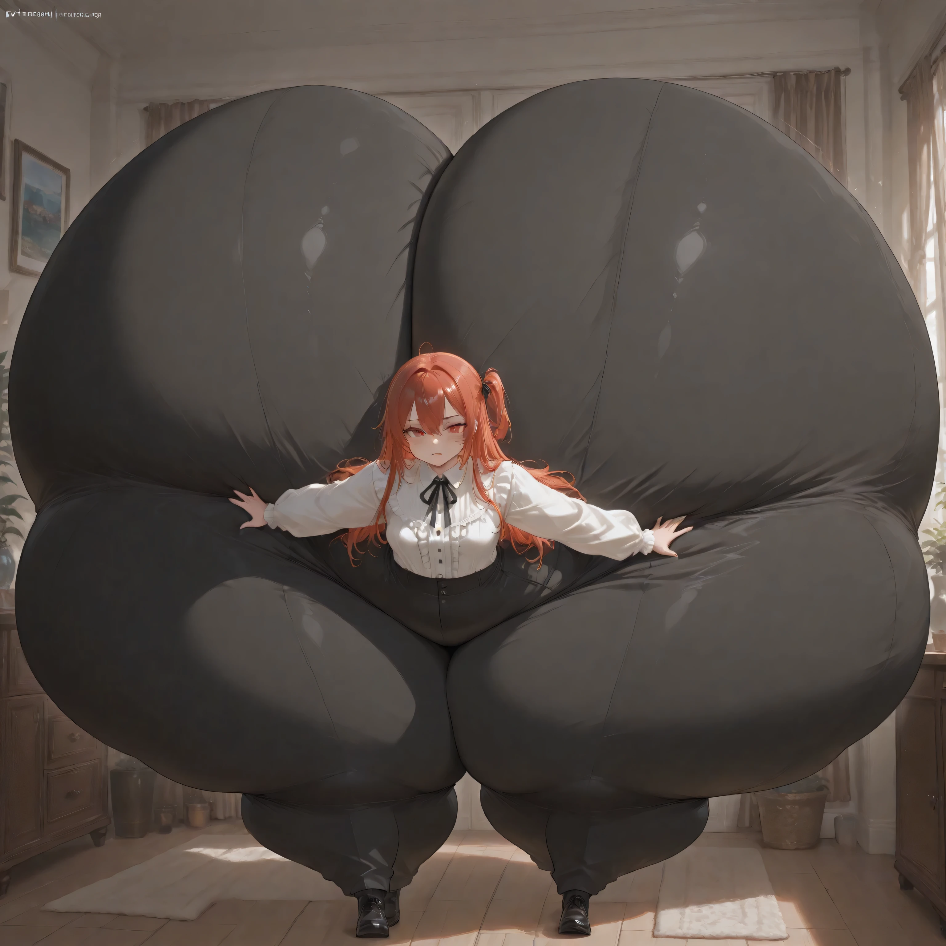 
masterpiece, top quality, good quality, newest, very awa ,  absurddress, One,view from three-quarters of the camera
BREAK
vulgar woman, small breasts,  hyperfrontal, huge ass,  bedroom, fully clothed,blouse, black trousers hyperfrontal,huge ass, with wide hips,big ass,huge ass,huge ass,thick hips,Massive hips,Hands to the sides and legs apart farts