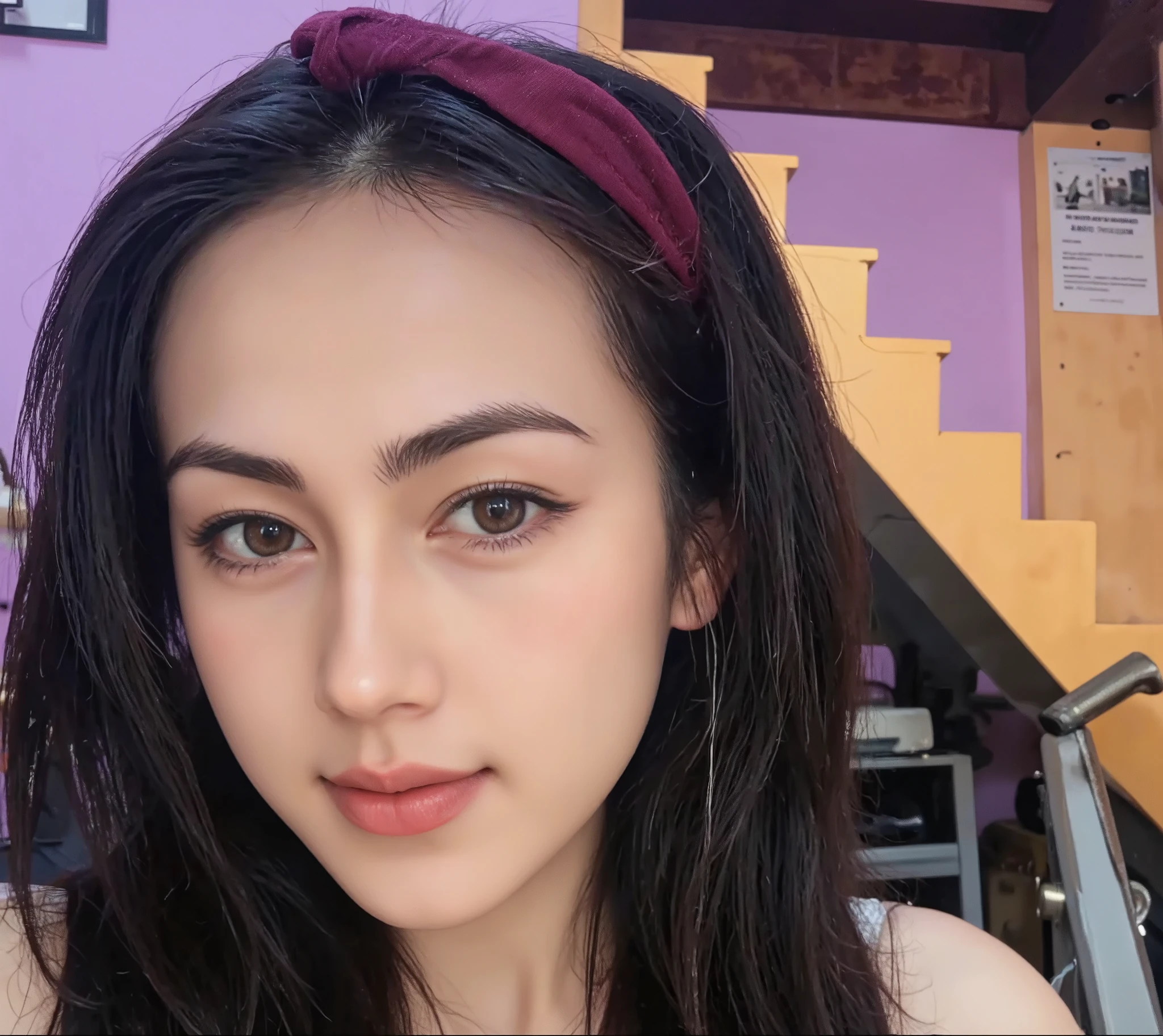 Beautiful asian muscle woman smiling open mouth , close-up half body , , cleavage visible , happy vibes beauty smile , perfect hands , auto correct detail fingers