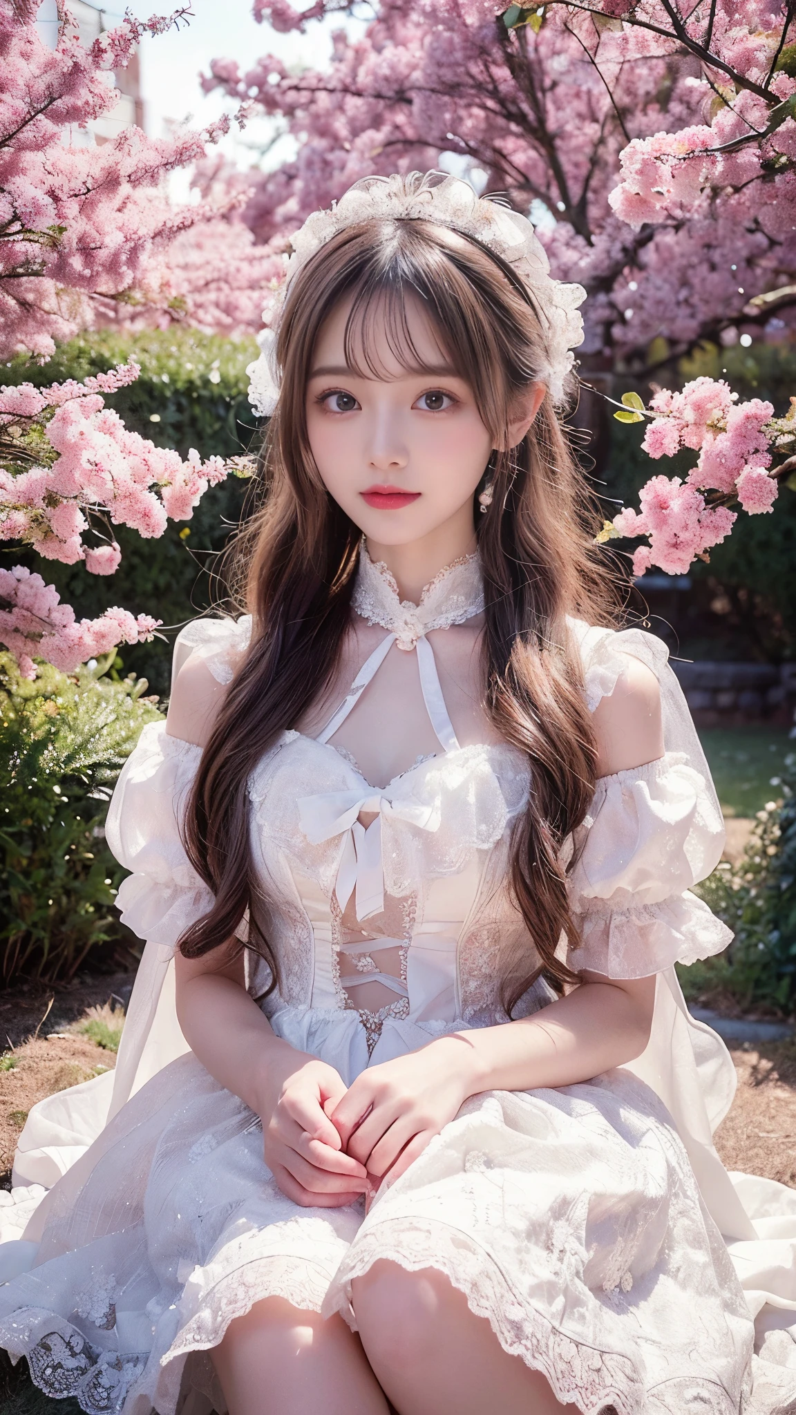 Detailed depiction of a white Lolita girl , Wearing an exquisite puffy princess dress ,Wearing long boots , Elegant and dreamy appearance , Looking forward , Delicate and delicate face , Gentle and beautiful expression , Surrounded by soft light , The background is a pleasant and charming fairy tale scene, Delicate and exquisite texture , Like a real oil painting , High-resolution ultra-high-definition photography , 4K professional-grade portrait , Romantic and beautiful sci-fi feeling ,comes to life,Extreme Details