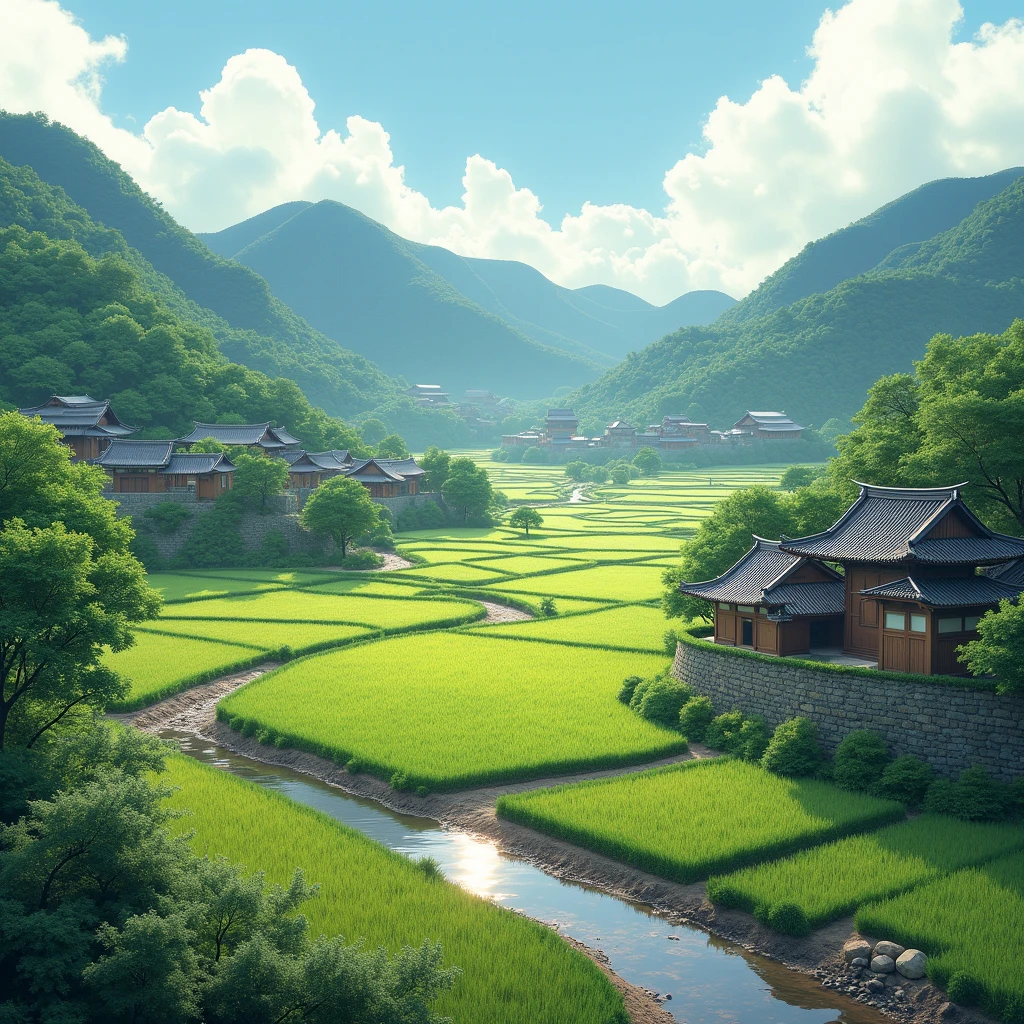 Japanese summer evening scenery. Unreal Engine in Depth , Japan summer countryside、