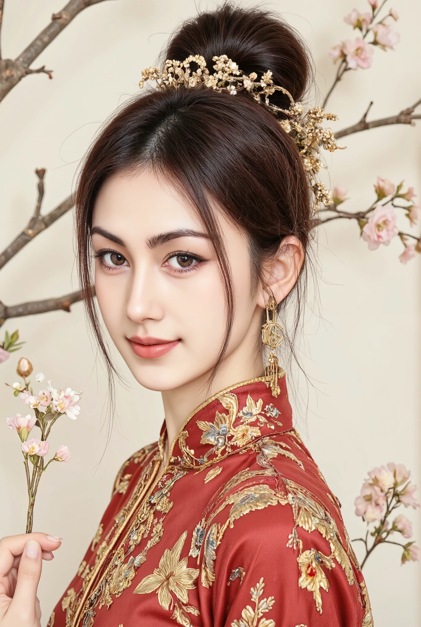 Beautiful asian woman white fairy skin , close-up half body , happy vibes, beauty smile , perfect hands , auto correct detail fingers