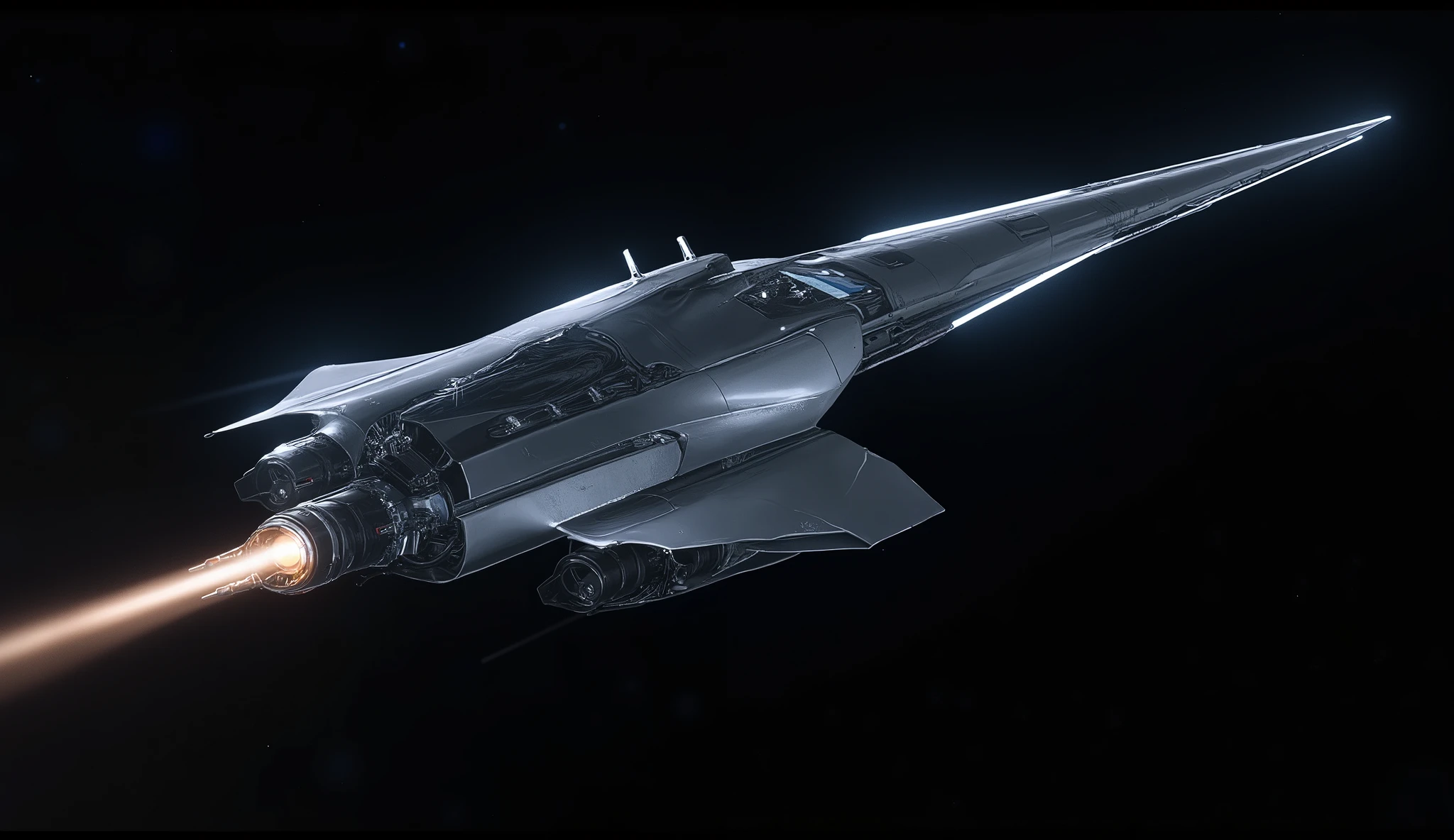 F1 interplanetary races take place in space, the car is made in the shape of a needle, with a jet engine at the back and shunting engines on the sides.