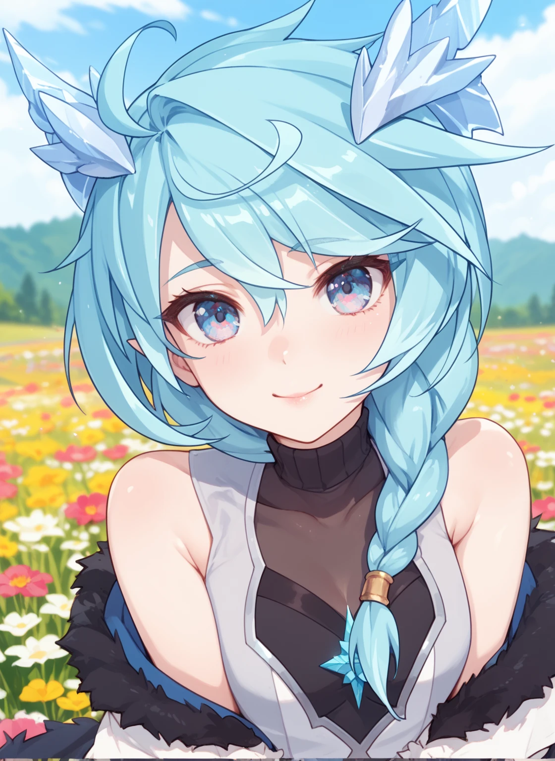 Blue hair girl mountain