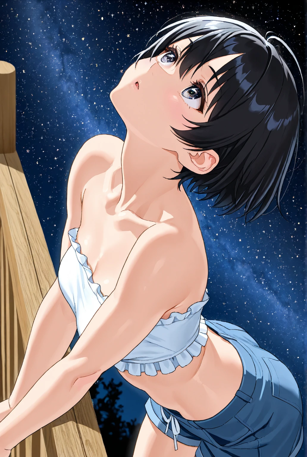 ((((asakura minami:1.3)))),((masterpiece)),((highest quality)),super detailed,(thin entire outline),enlightenment,,1girl,solo,black hair,medium hair on shoulders,black eyes,small nose,perfect body,beautiful body,beautiful character design,perfect eyes,perfect face,(happy,smile,red cheeks,having fun:1.2),small open mouth,perspiration,wallpaper,ultra high resolution,8k,photo shoot,(beautiful medium breast:1.2),beautiful legs,perfect feet,beautiful skin,fair skin,smooth skin,official style,official art,make a screen cap,outdoor,(summer beach),sunshine,bright lighting,white bikini,((((:1.3)))),((protruding ,:1.3)),((on beach delivery chair,wide ,peace sign:1.2)),
